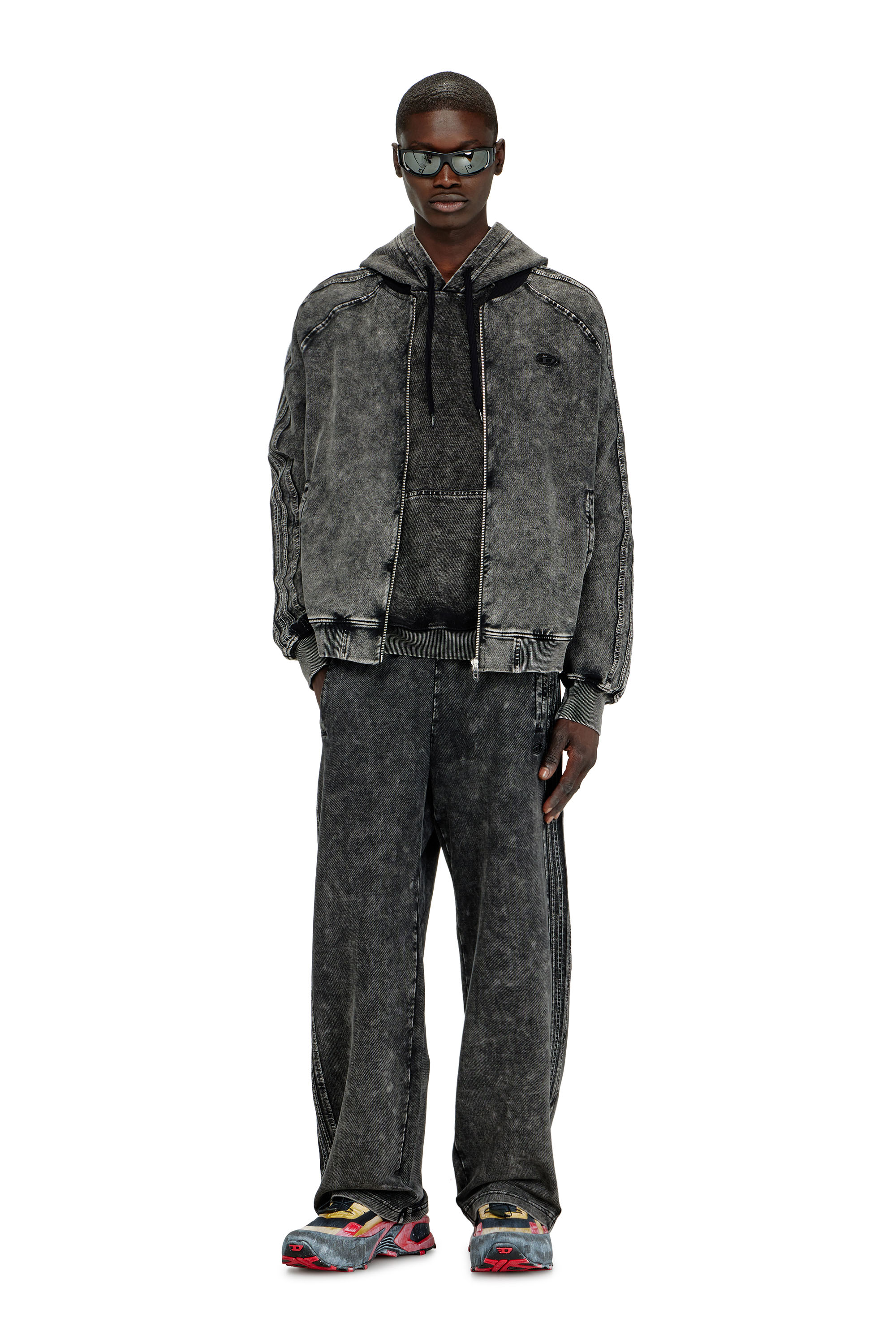 Diesel - S-ALT, Sweat-shirt zipp&eacute; avec bandes sur les manches Homme in ToBeDefined - 2