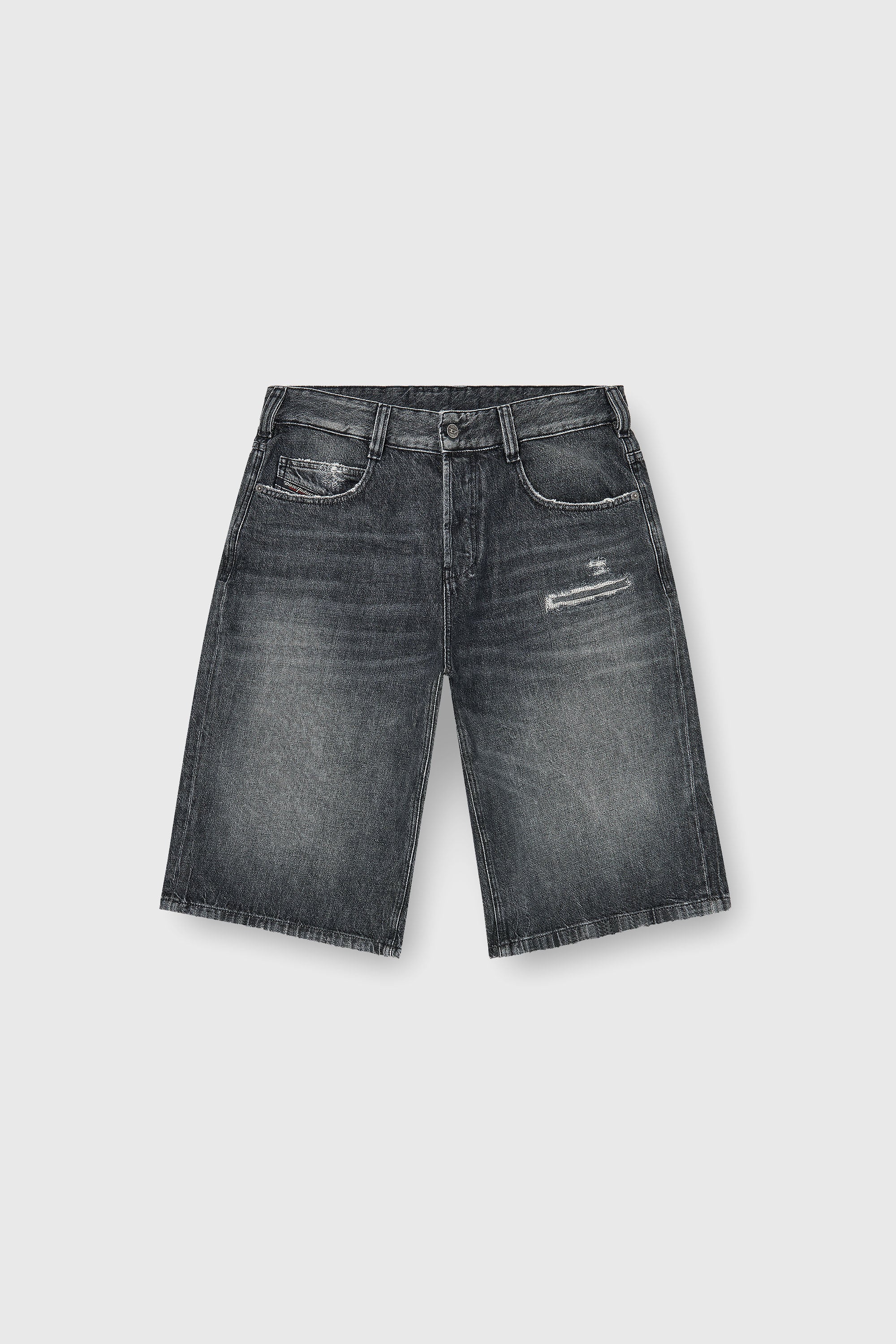Diesel - D-ENIM-M-SHORT, Short en denim relaxed avec abrasions Mixte in Gris - 2
