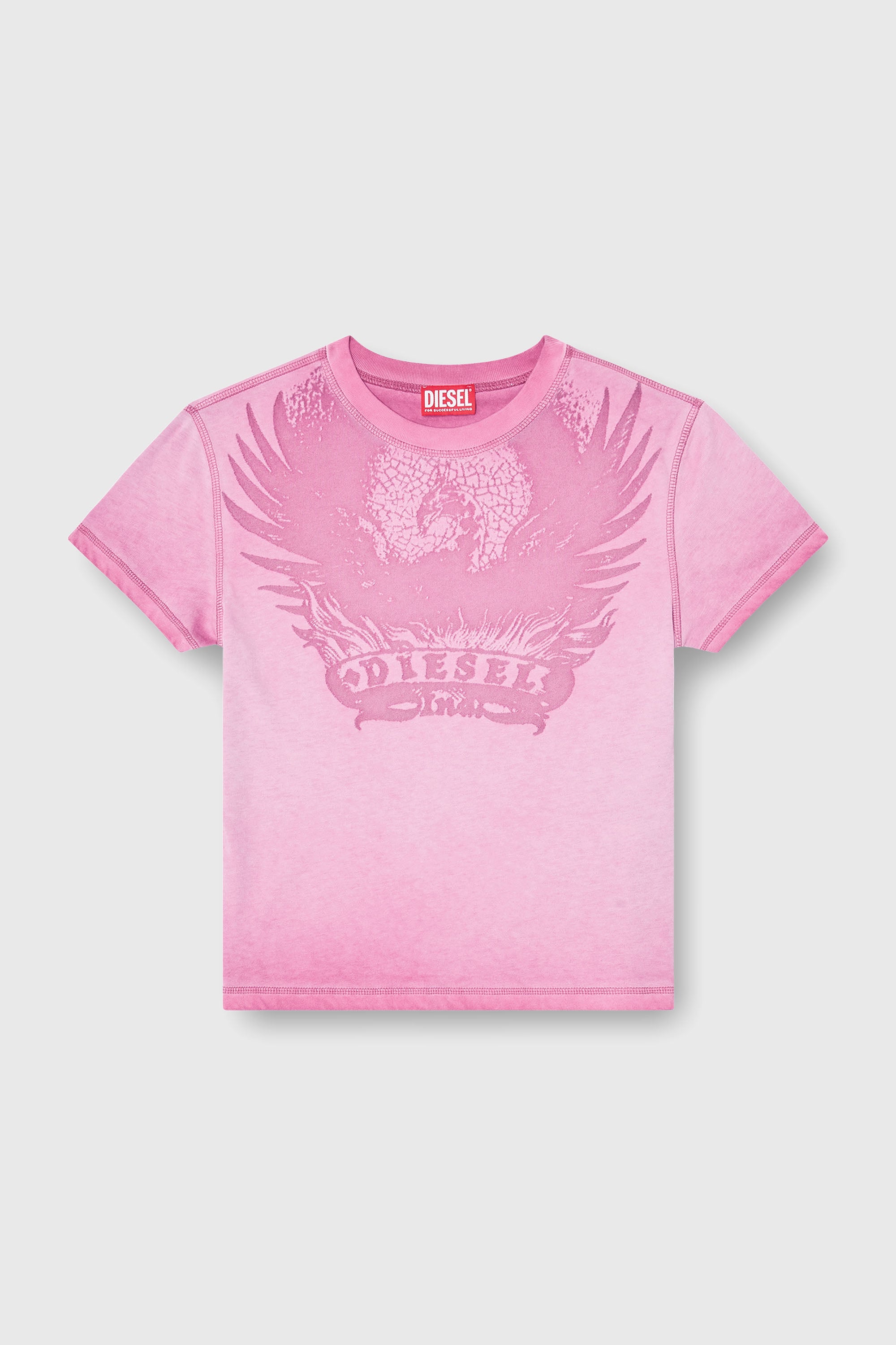 Diesel - T-ILA-AA7, T-shirt slim avec d&eacute;vor&eacute; Phoenix Femme in Rose - 2