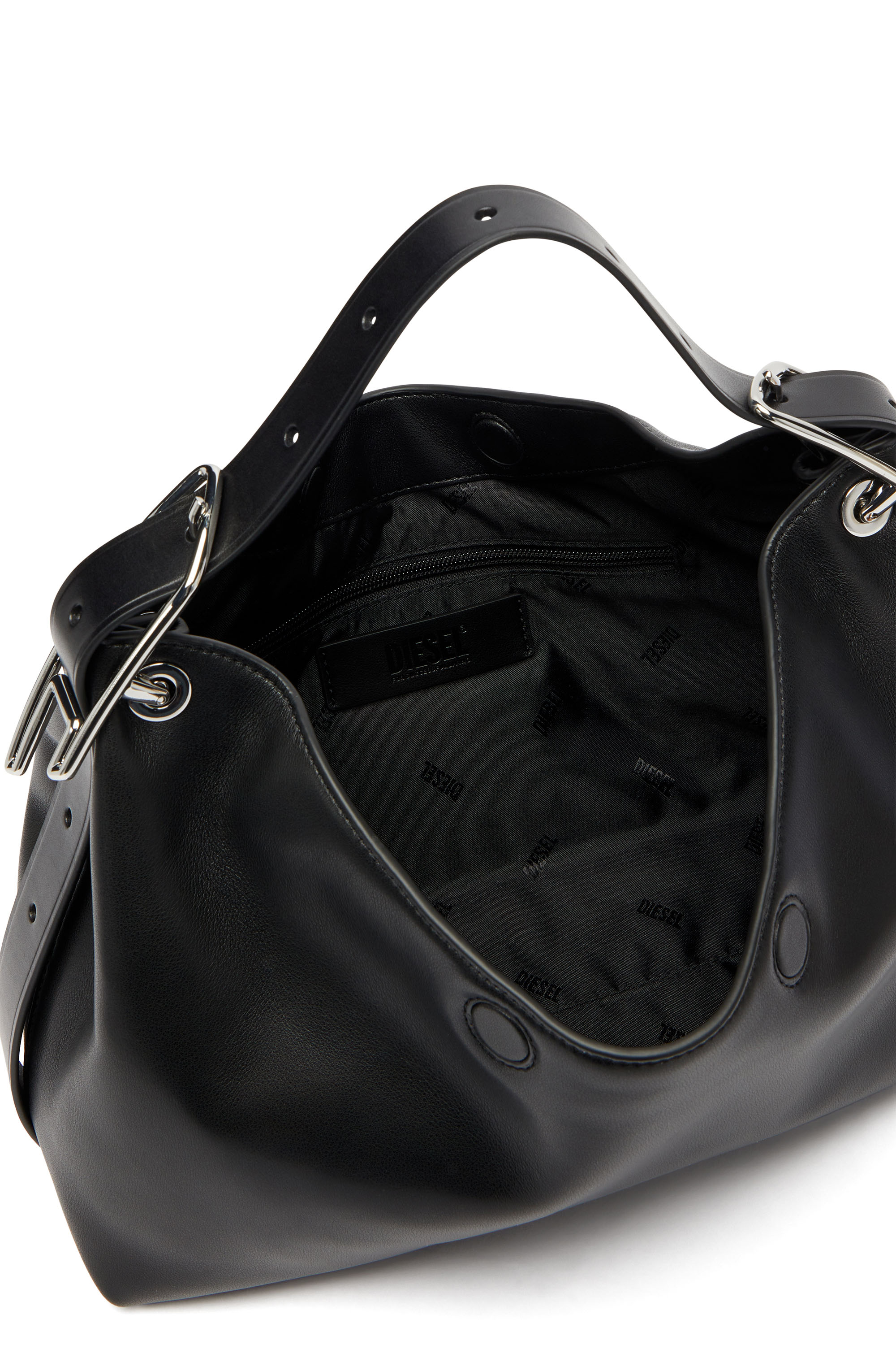 Diesel - D-LINE SHOULDER, D-Line-Sac &agrave; bandouli&egrave;re en cuir Femme in Noir - 4