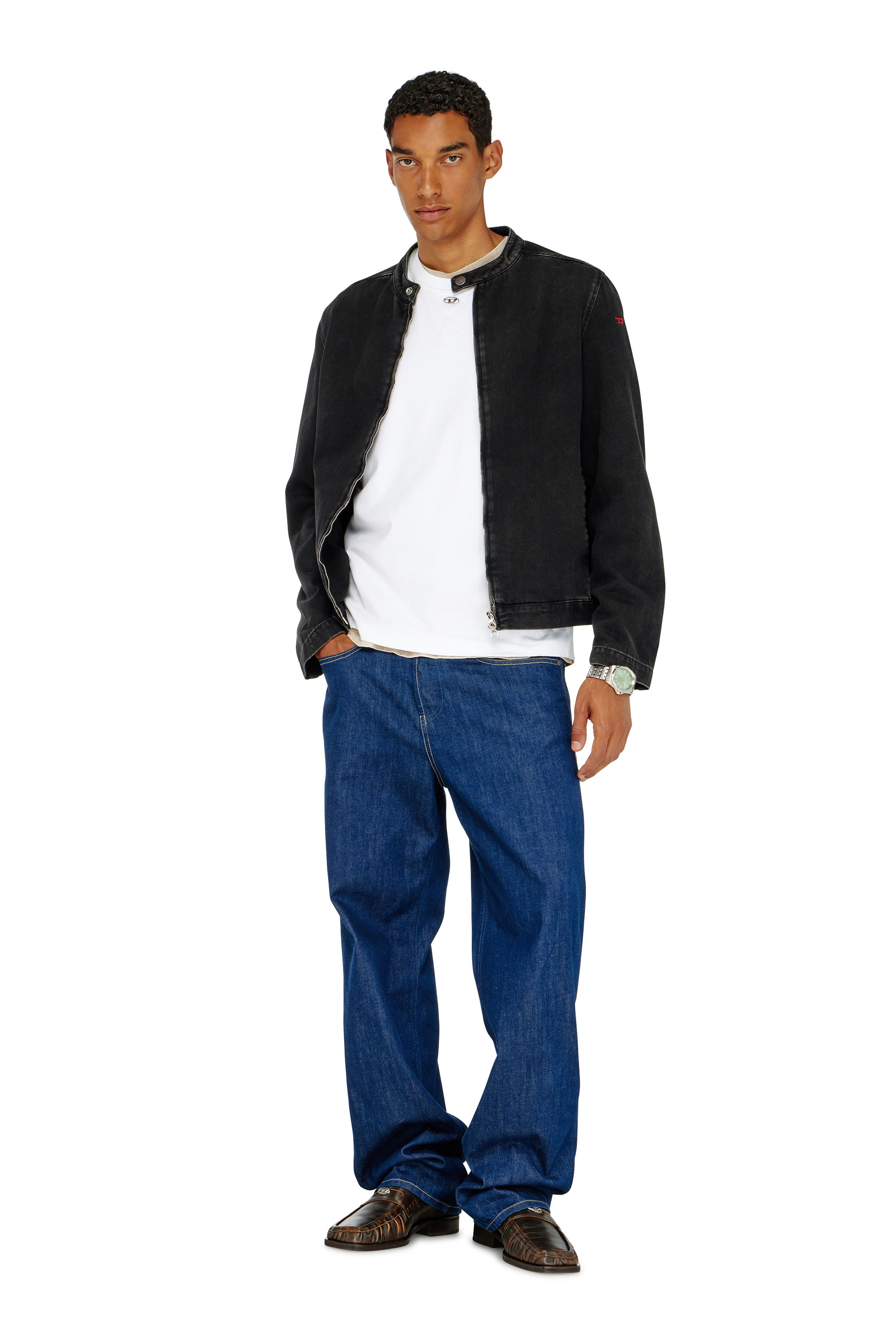 Diesel - T-MADJUST-TR, T-shirt r&eacute;guli&egrave;re avec col rond et Oval D Homme in Blanc - 2