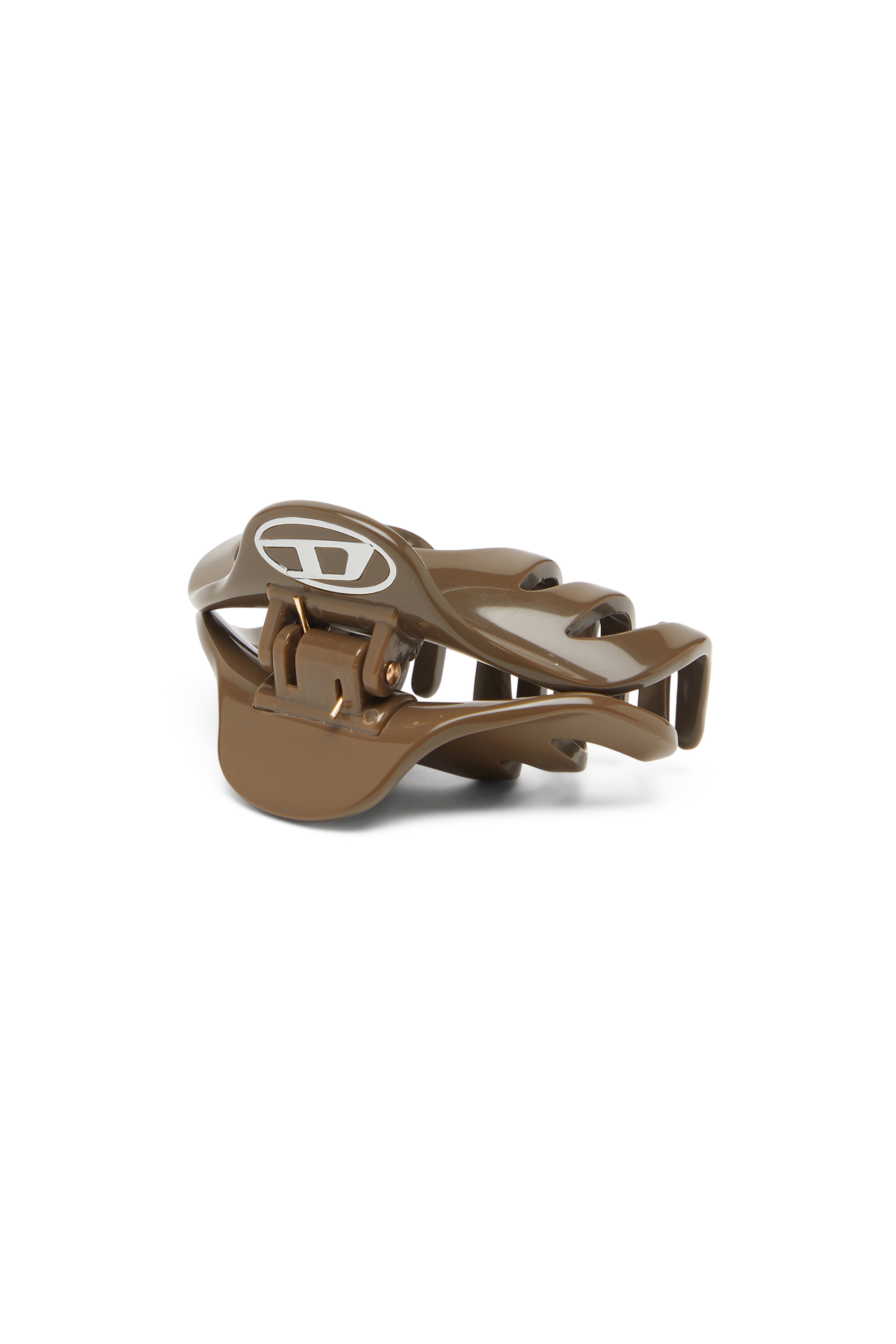 Diesel - TALON CLIP, Barrette en résine avec logo Oval D Femme in Marron - 1