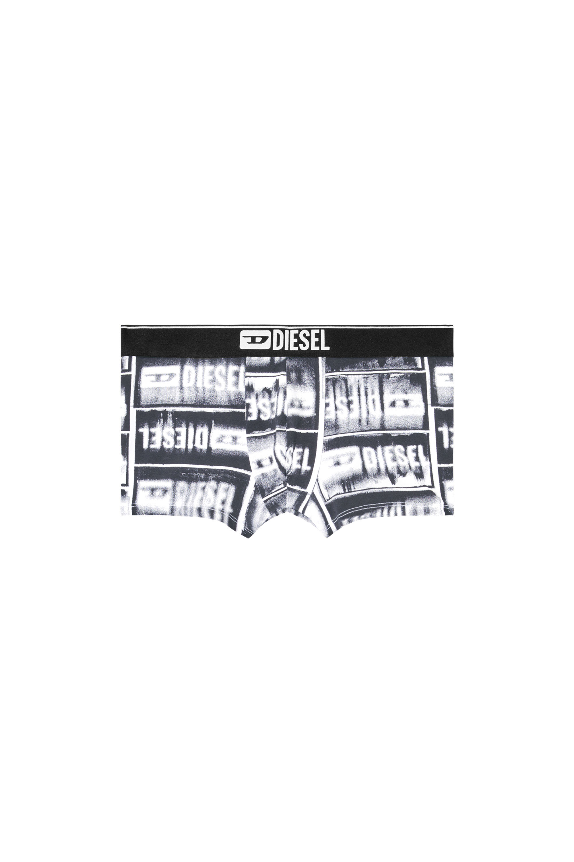 Diesel - DAMIEN-D-BOX, Boxer avec imprim&eacute; &agrave; logo d&eacute;lav&eacute; Homme in Noir - 3