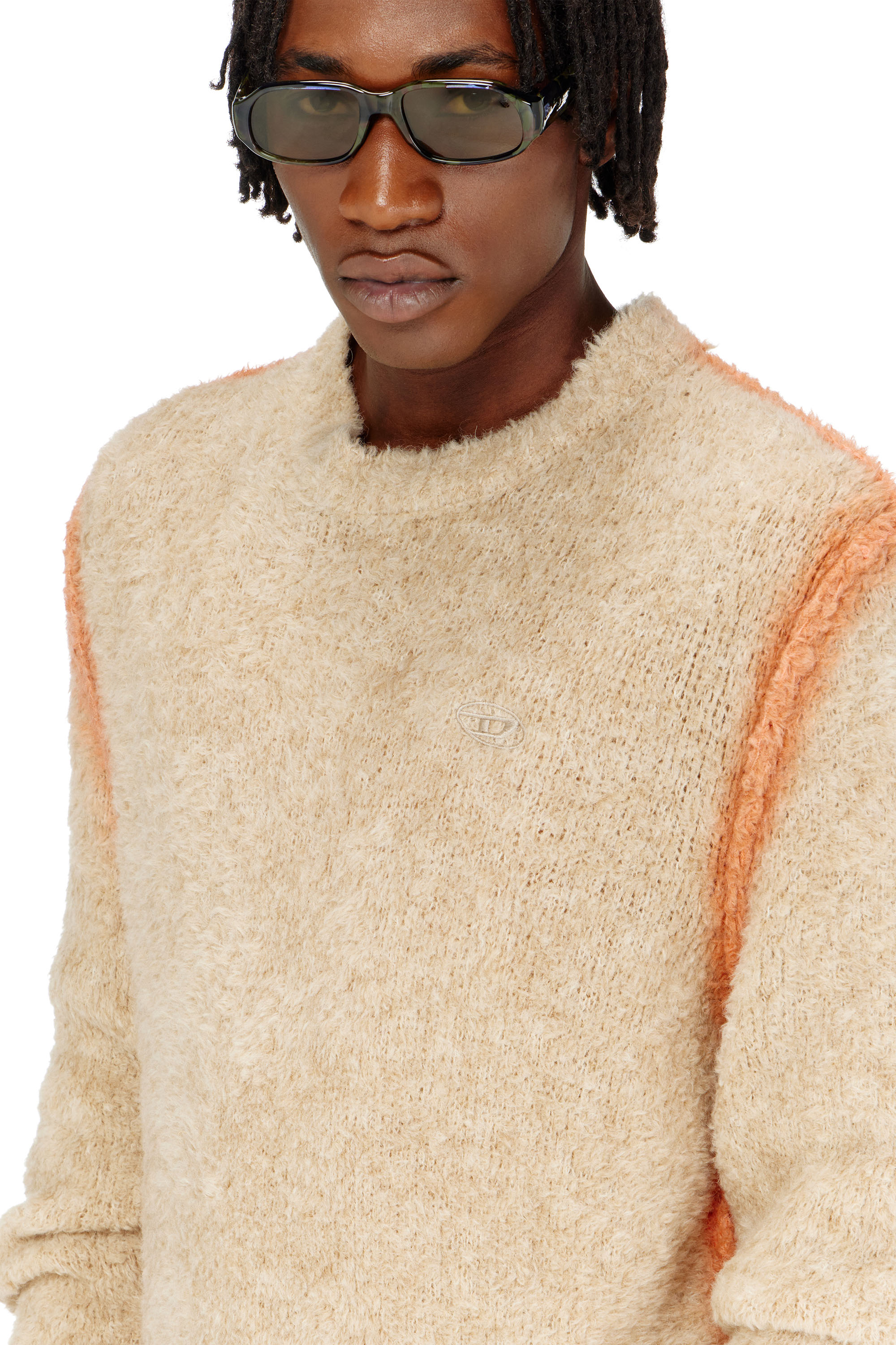 Diesel - K-RIMI, Pull en m&eacute;lange d&rsquo;alpaga avec coutures effet spray Homme in Marron - 5