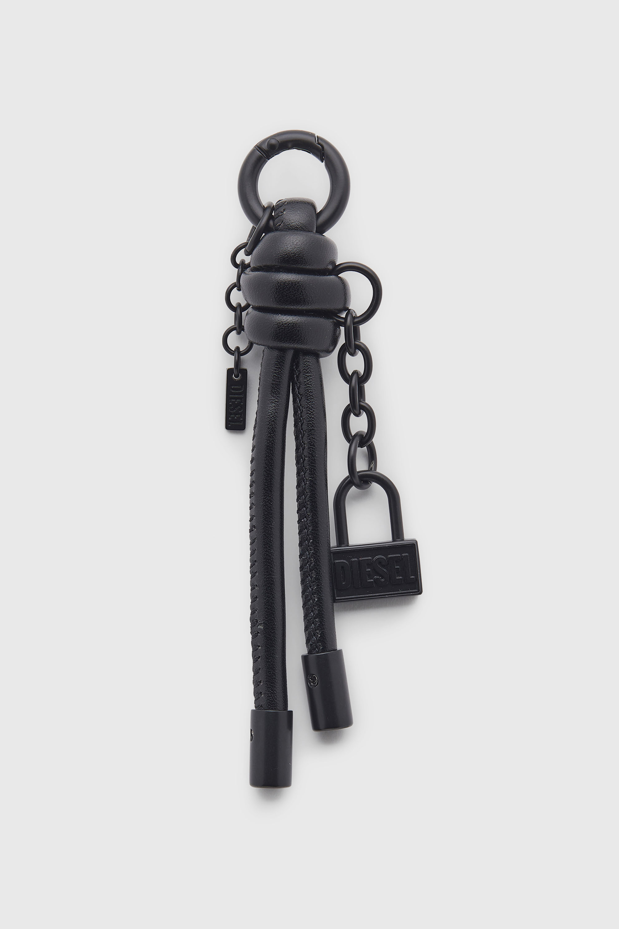 Diesel - CHARM-LOCK II, Porte-cl&eacute;s/pendentif en m&eacute;tal avec d&eacute;tail cadenas Diesel Homme in Noir - 1