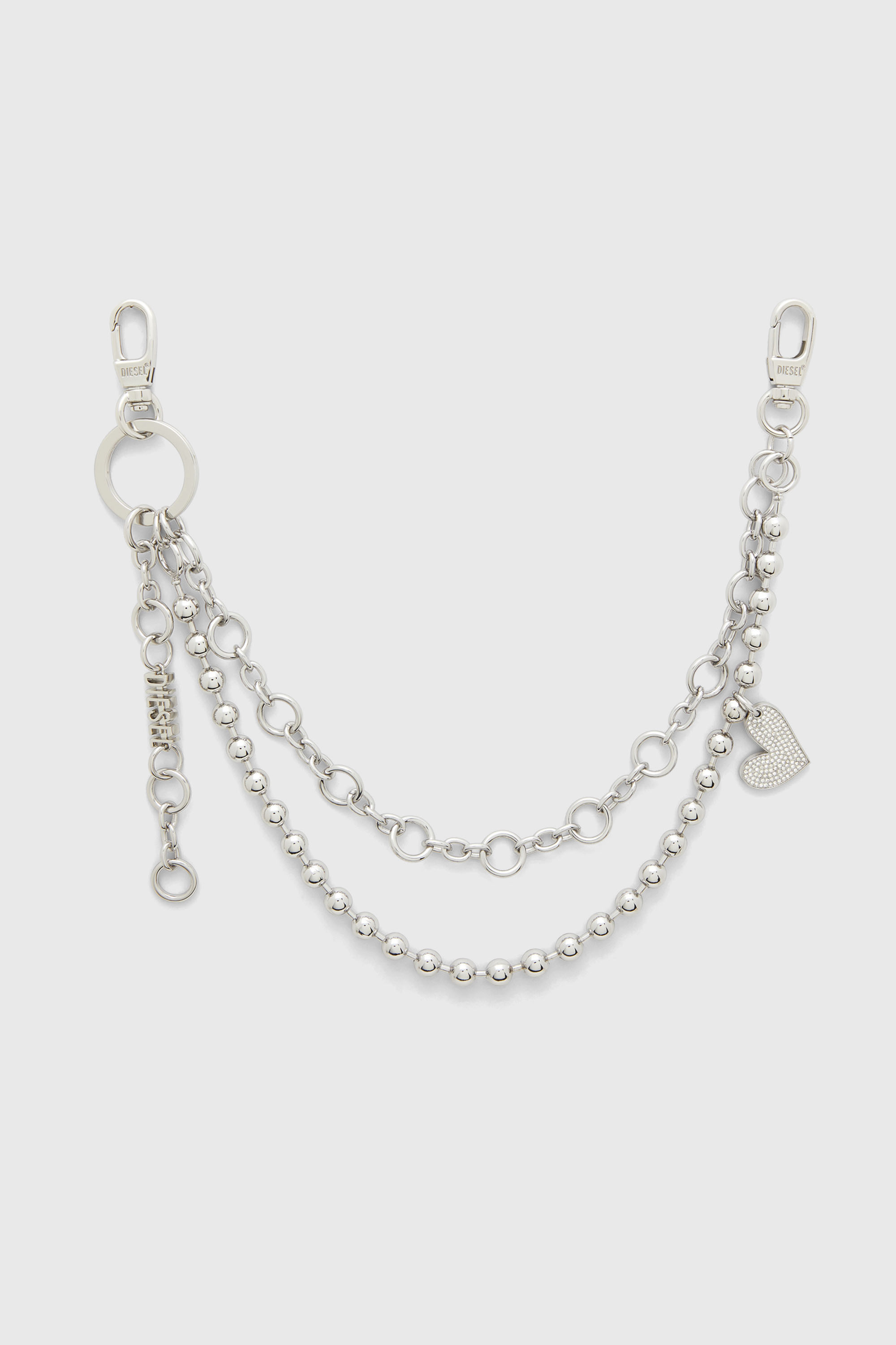 Collier &agrave; cha&icirc;nes superpos&eacute;es avec pendentif c&oelig;ur et pendentif Diesel
