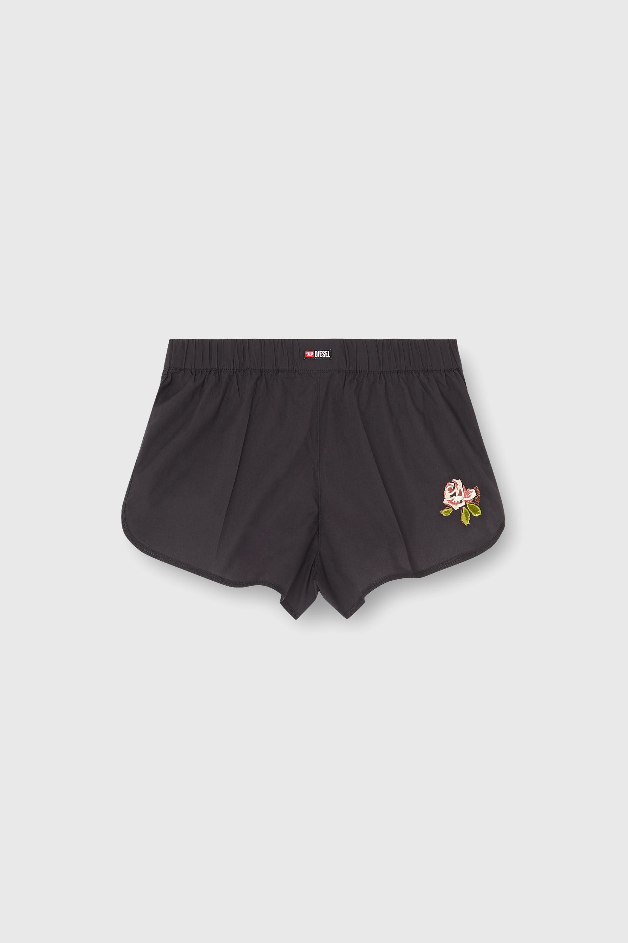 Diesel - ELOISE-D-CORE, Boxers en coton avec broderie florale Femme in Noir - 2