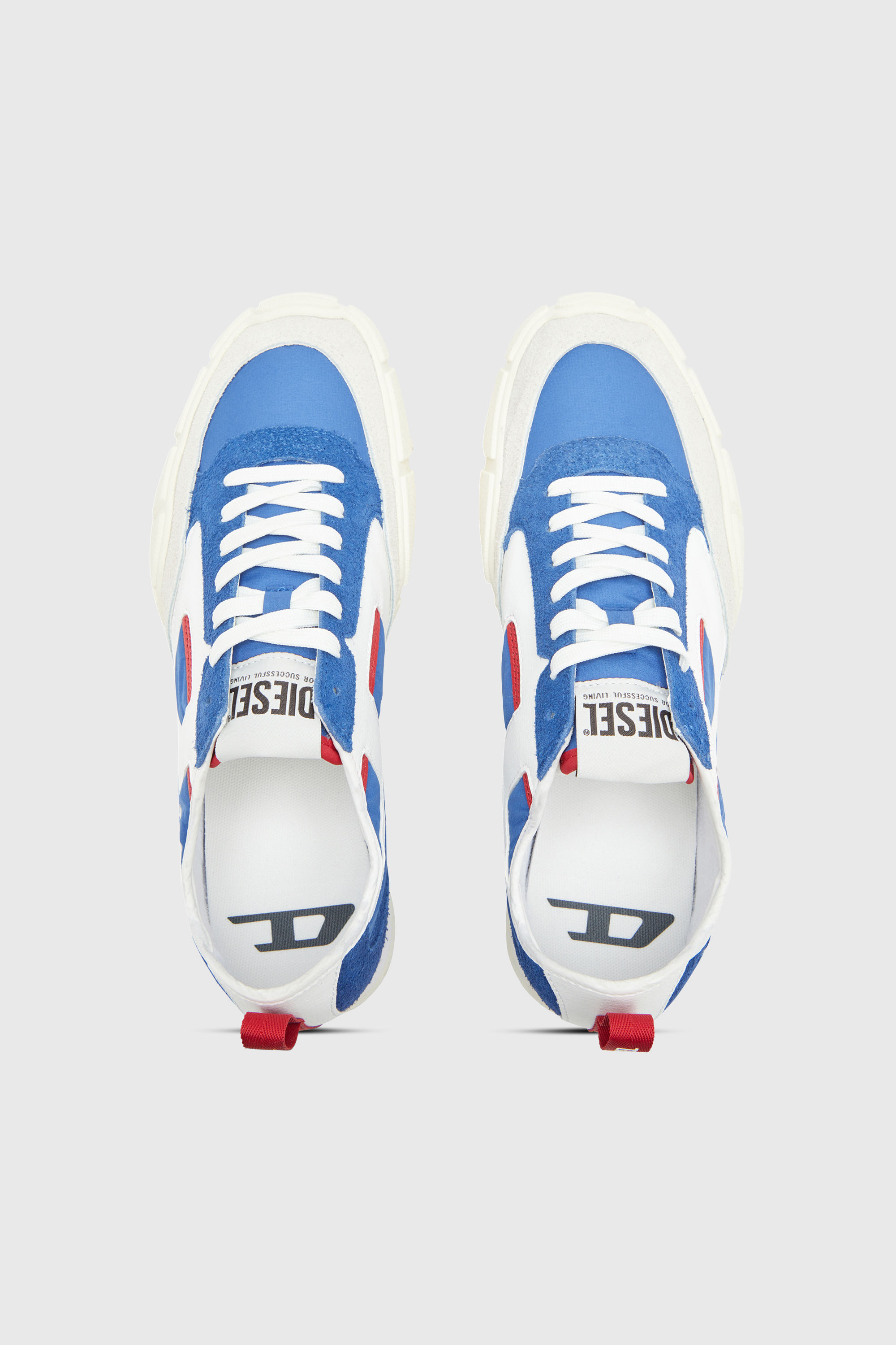 Diesel - S-PAGODHA LOW, Man's S-Pagodha-Sneakers in leather, suede and ripstop in Blue - 4