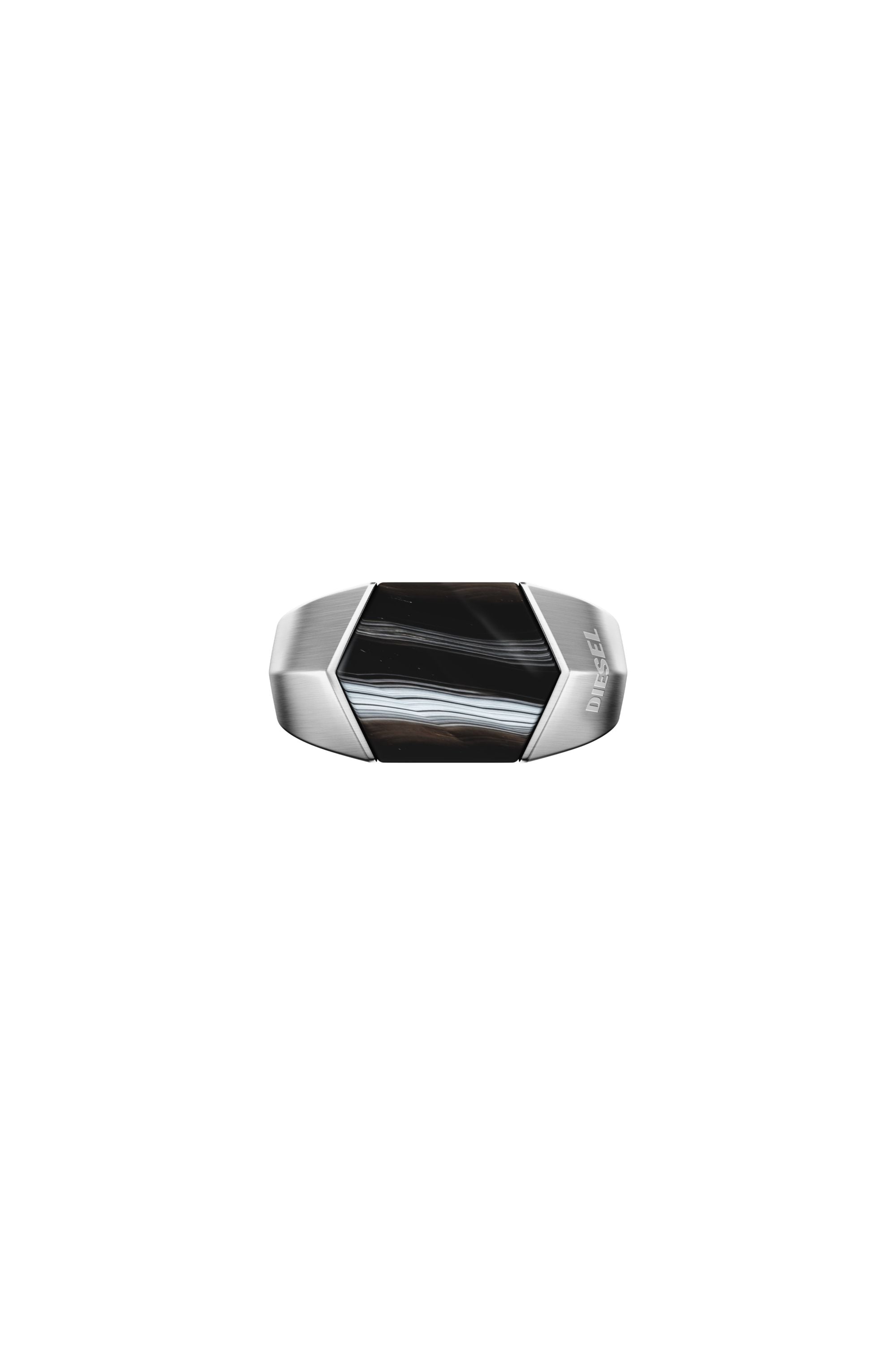 Diesel - DX1711040, Bague chevali&egrave;re en agate noire Mixte in Gris argent&eacute; - 3