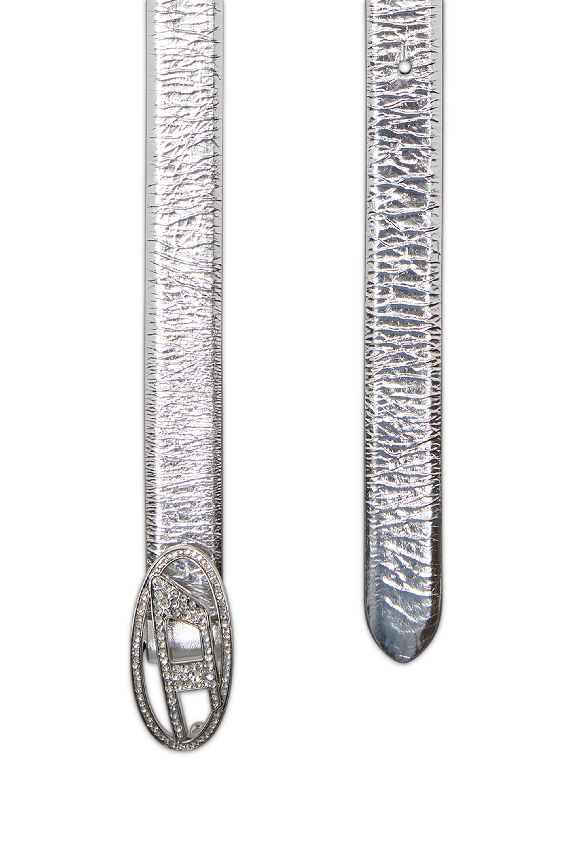 Diesel - B-1DR STRASS 20, Ceinture en cuir 2 cm avec boucle en cristal Femme in Gris argenté - 2
