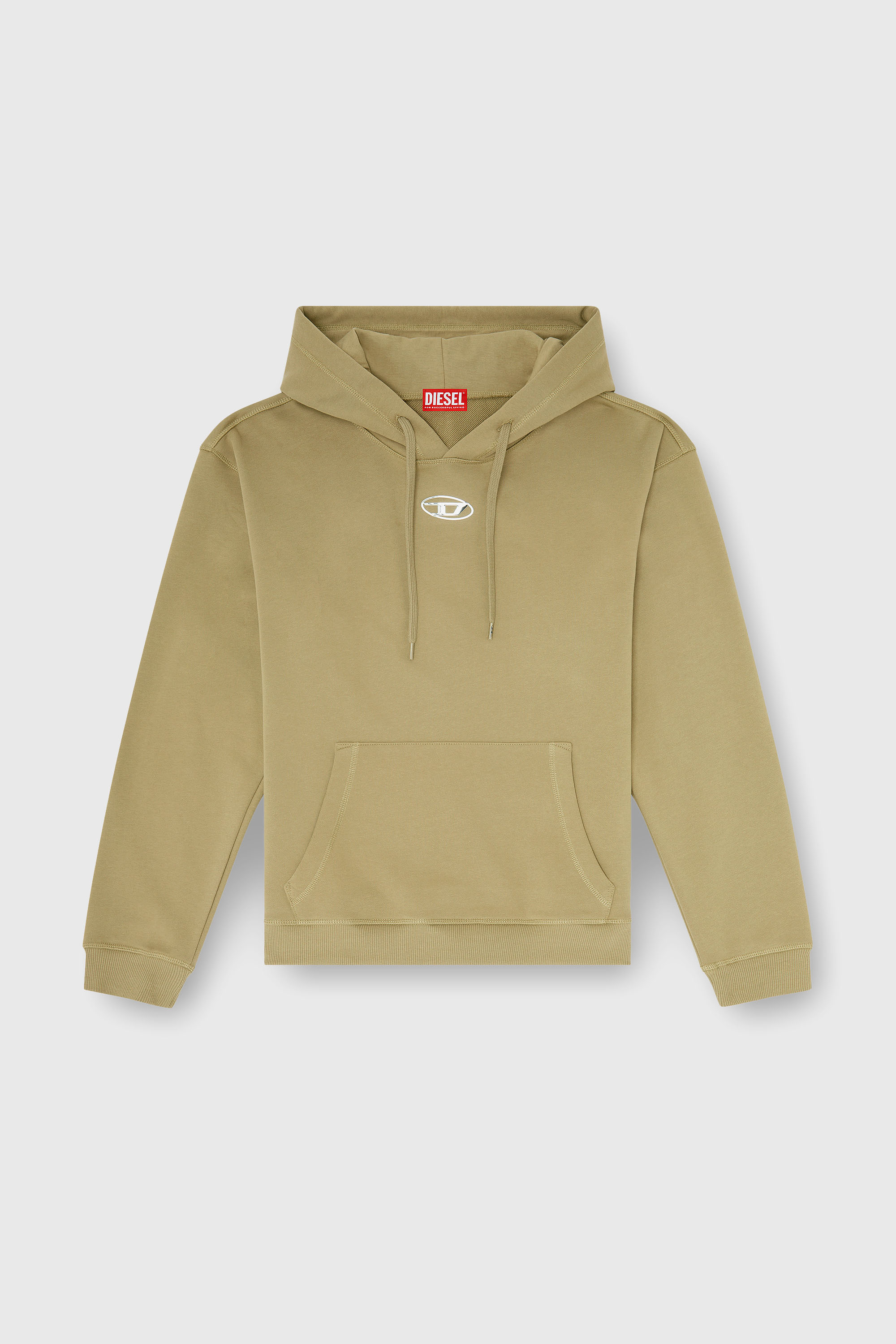 Diesel - S-NORM-HOOD-IOD, Sweat &agrave; capuche en coton avec Oval D m&eacute;tallique Homme in Vert - 2