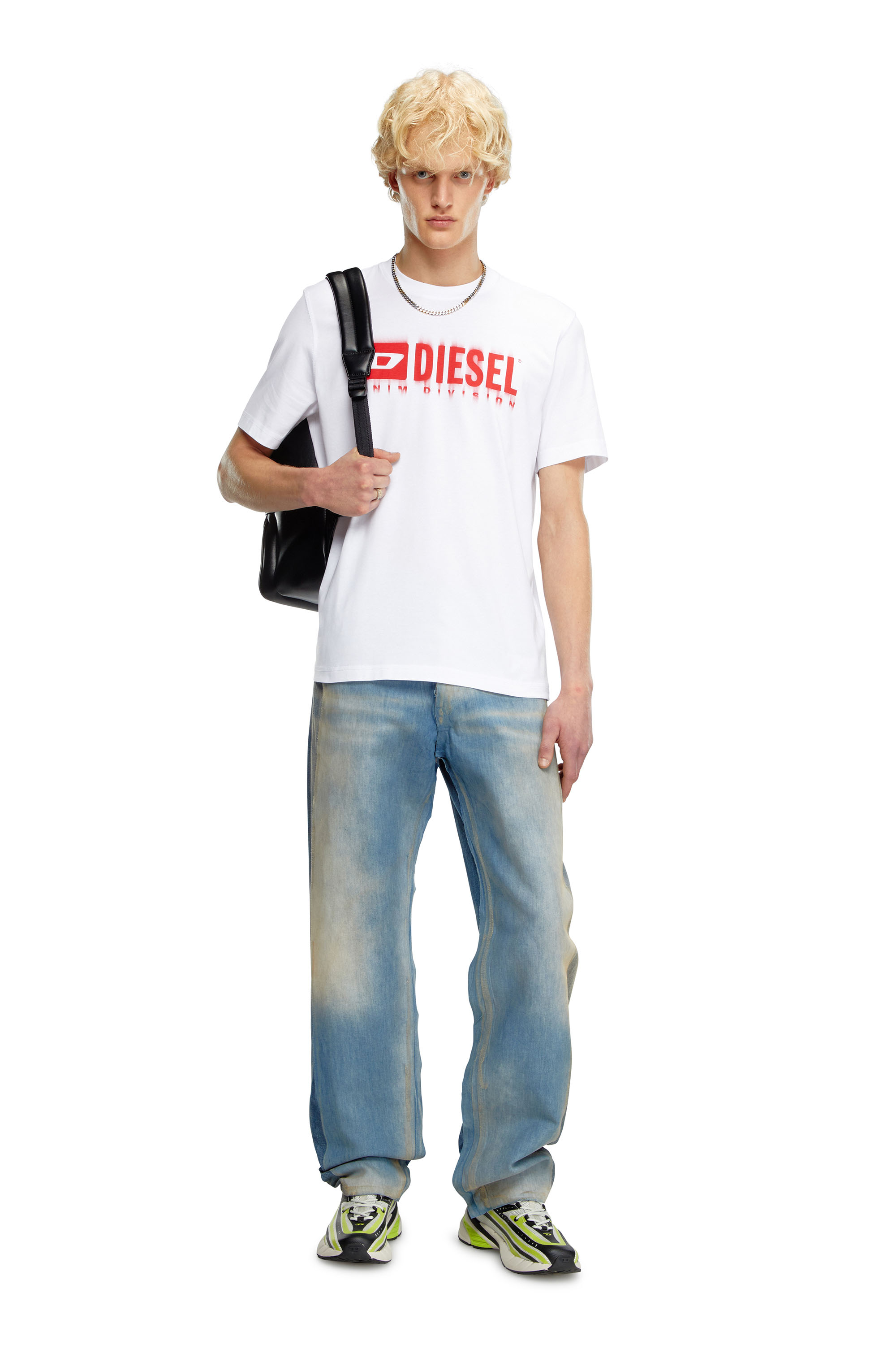 Diesel - T-ADJUST-Q7, Homme T-shirt avec logo Diesel effet flou in Blanc - Image 2