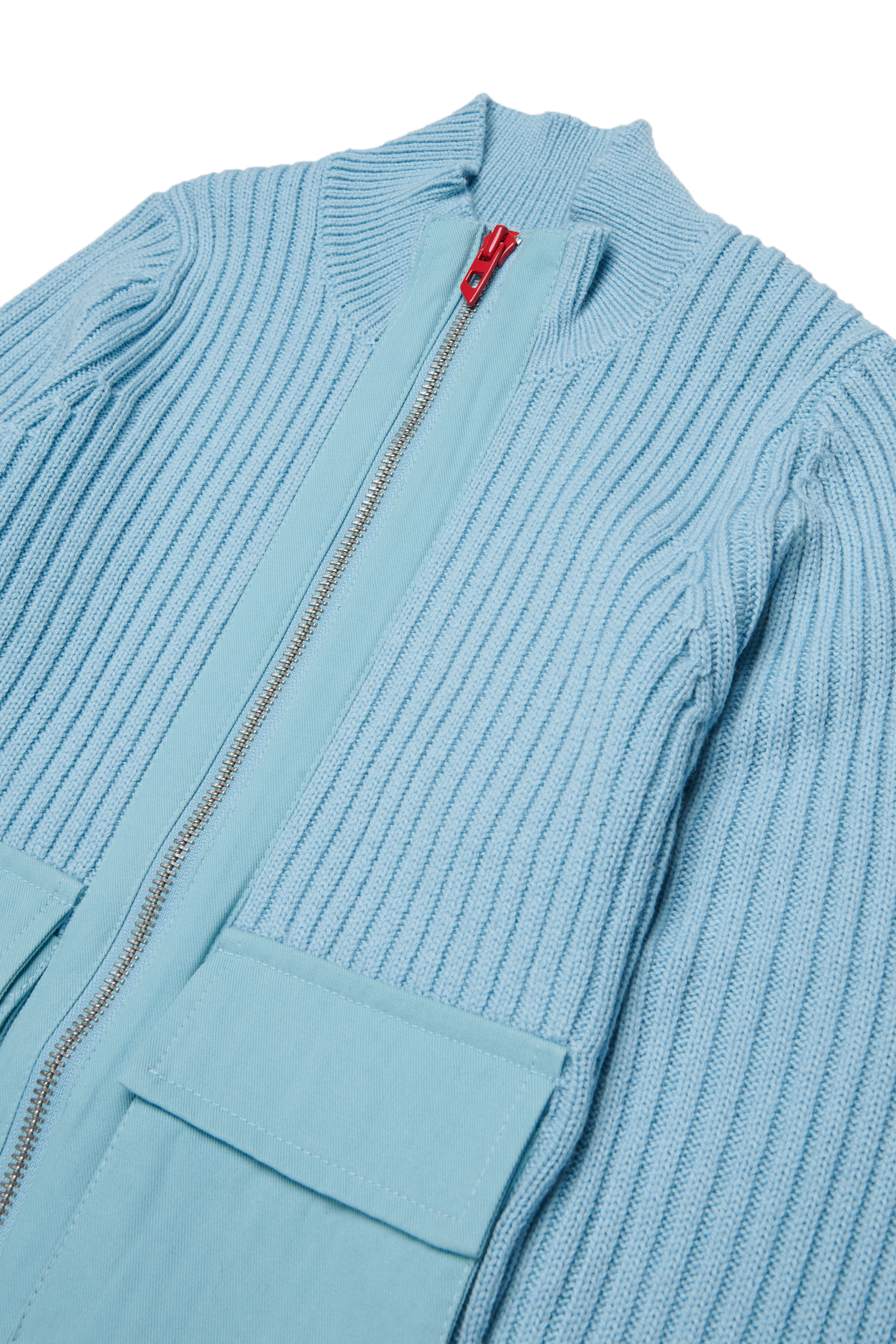 Diesel - KAMMY, Gilet zipp&eacute; en laine m&eacute;lang&eacute;e avec poches Femme in Bleu - 3
