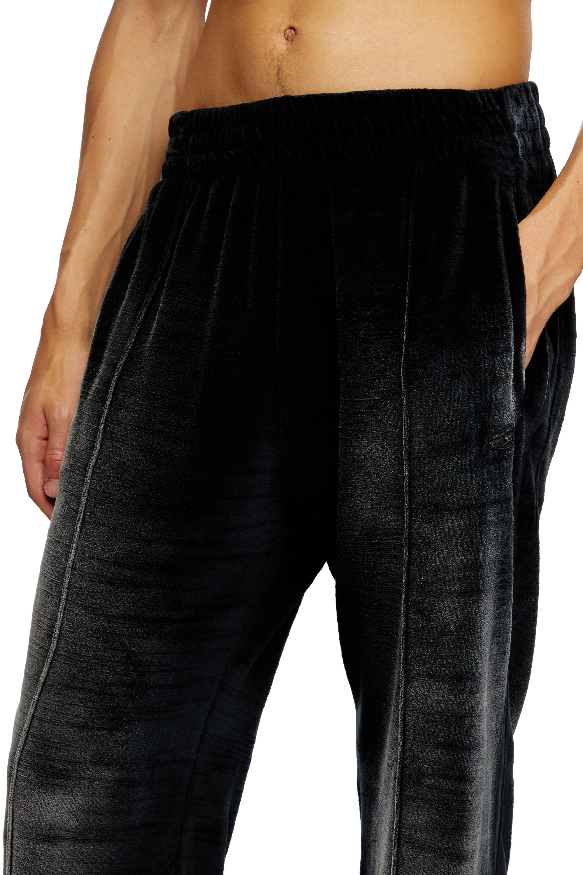 Diesel - P-OZAMP-BAND, Faded velvet track pants Homme in Noir - 5