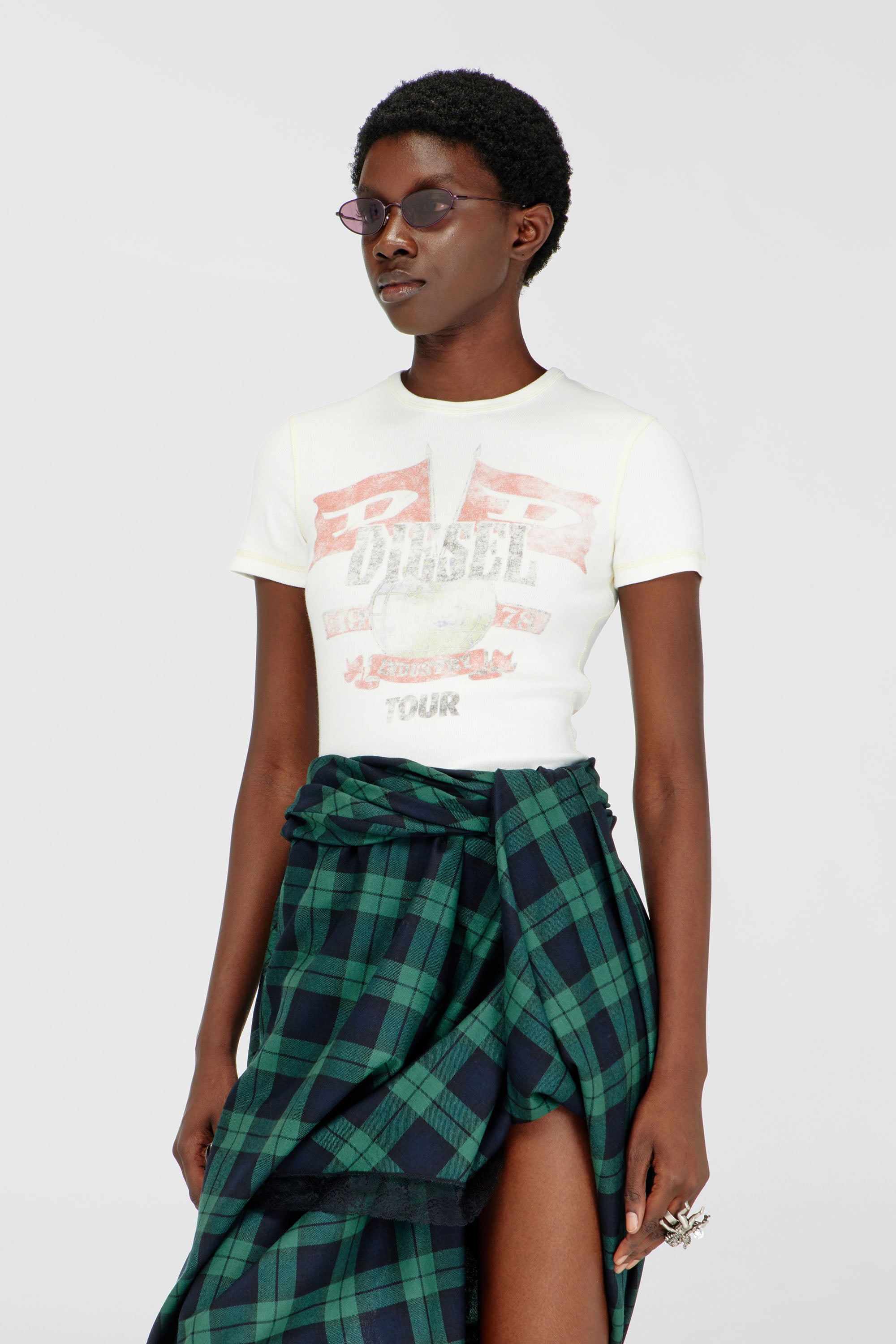 Diesel - T-MARSY-RIB, T-shirt c&ocirc;tel&eacute;e &agrave; motifs concert Femme in ToBeDefined - 1