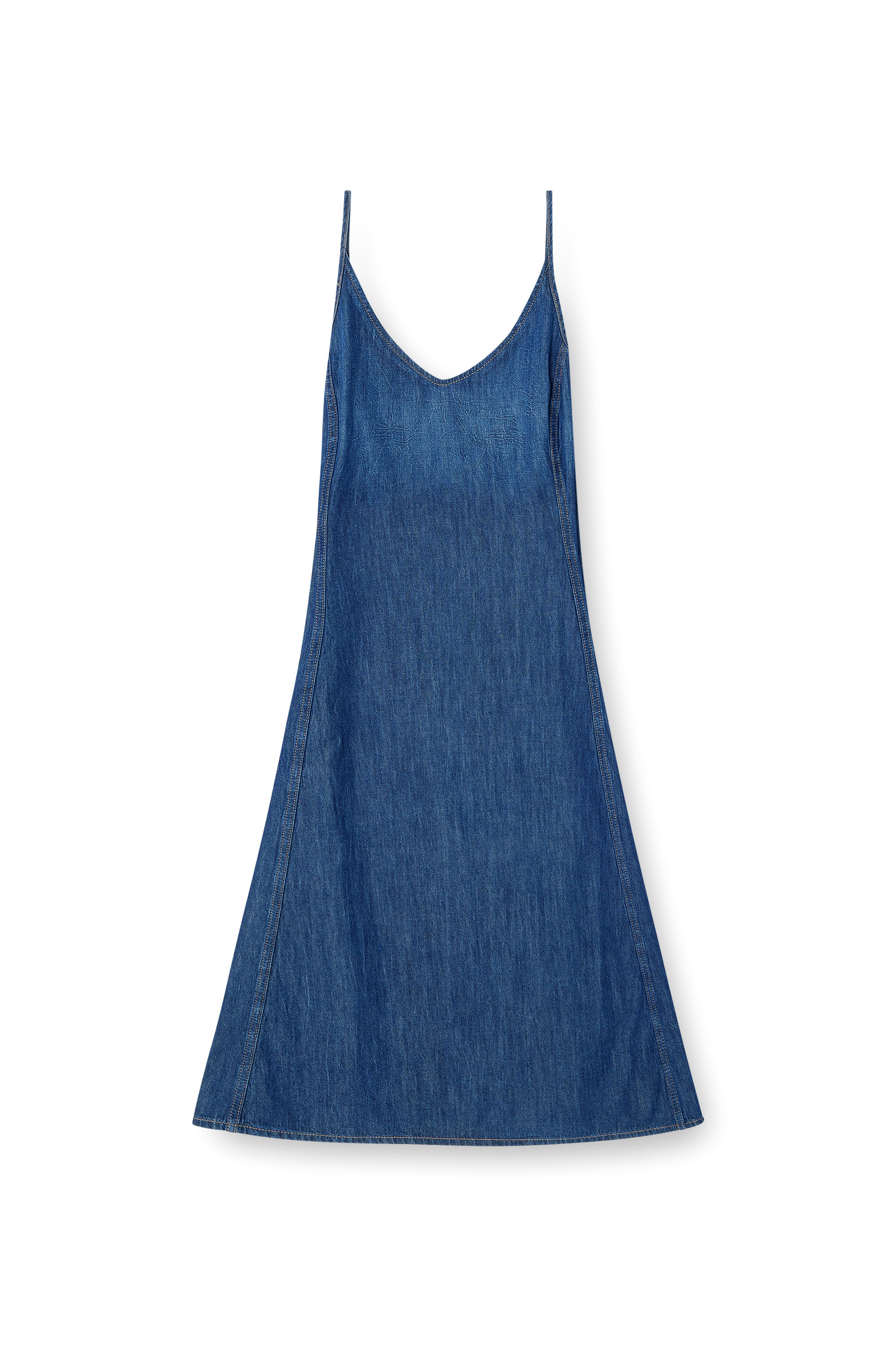Diesel - DE-BELD-D, Robe midi en denim d&eacute;lav&eacute; propre Femme in Bleu - 1