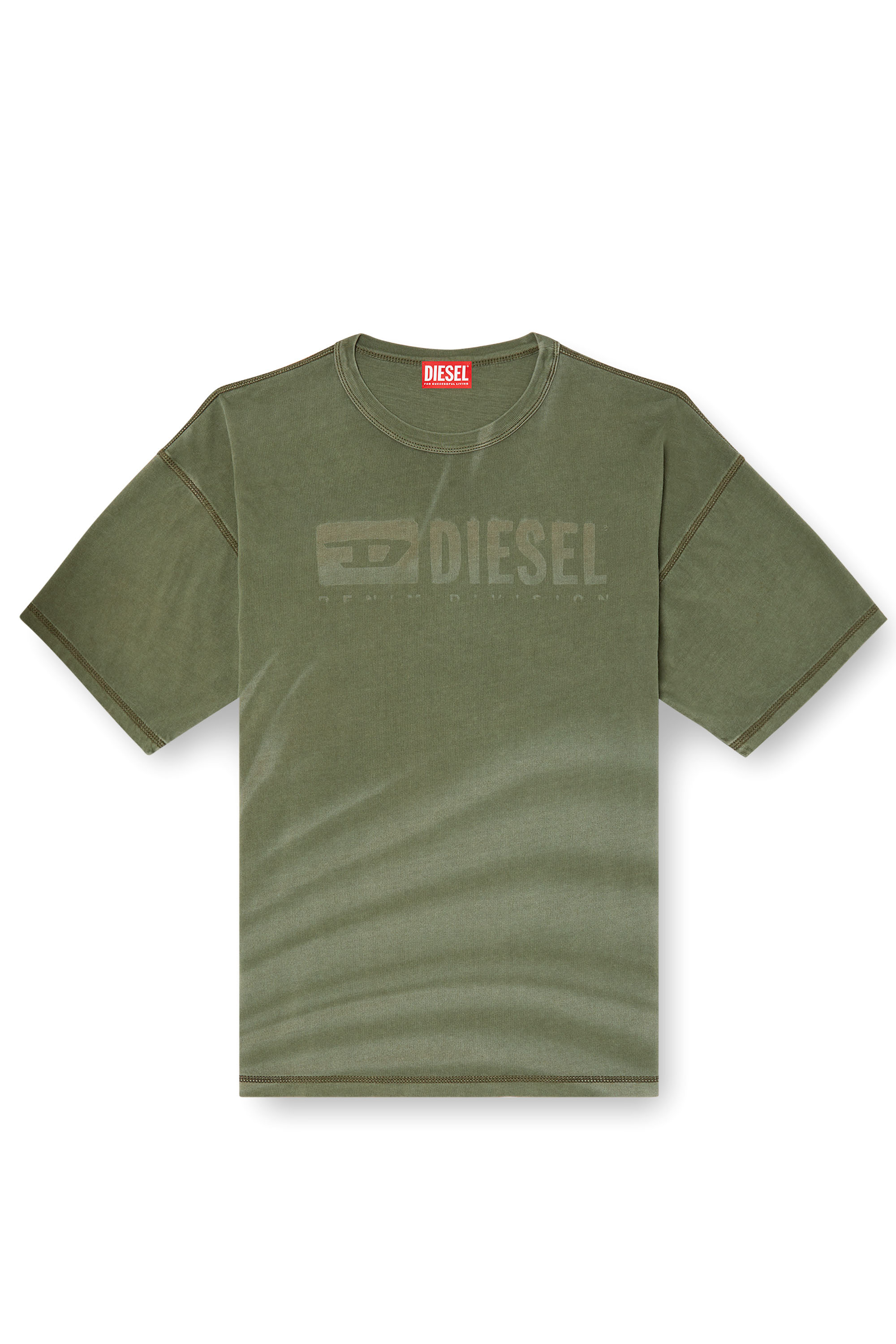 Diesel - T-ADJUST-R13, T-shirt à logo délavé au laser Homme in Vert - 3