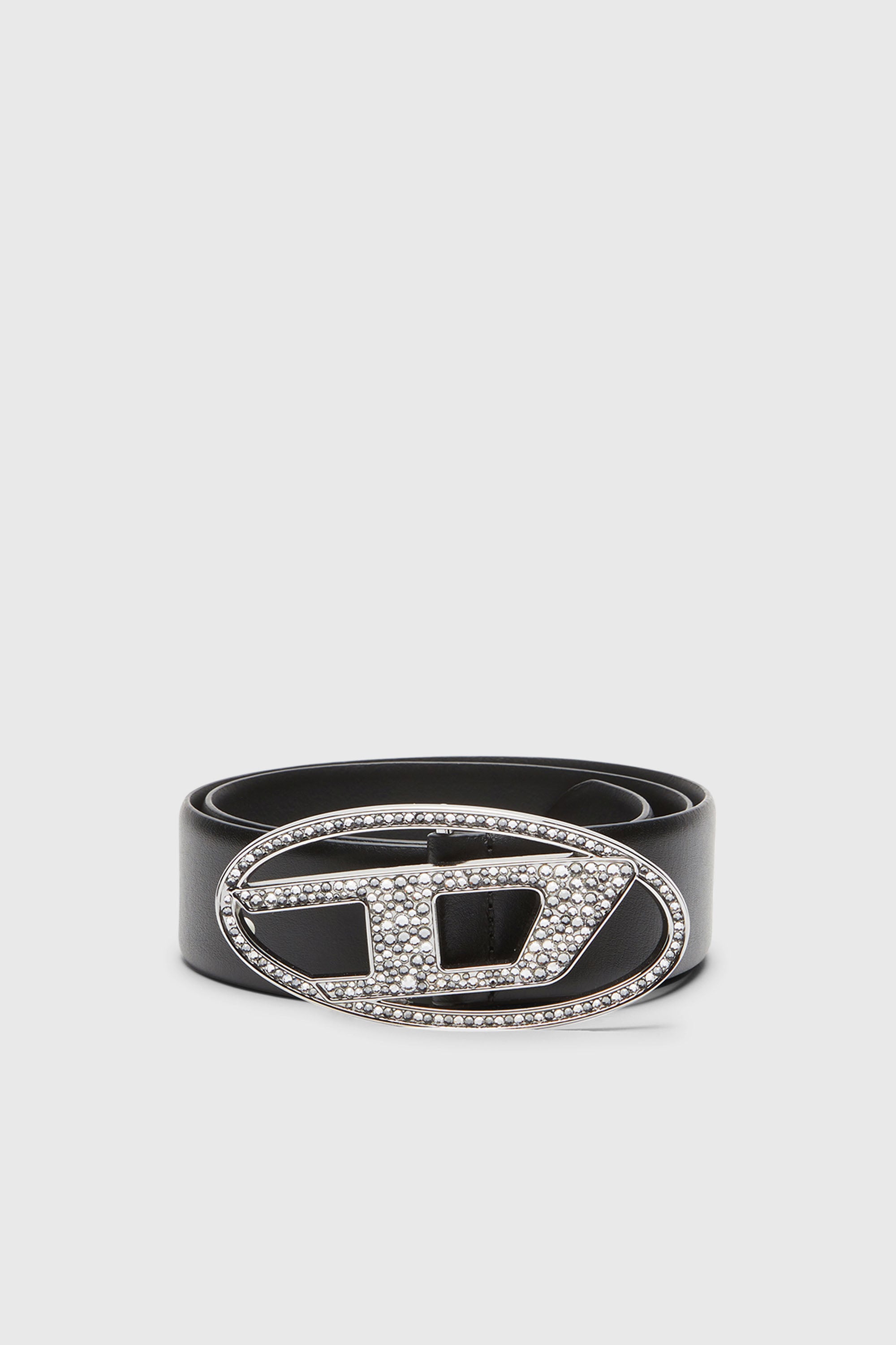 Diesel - B-1DR STRASS, Ceinture 4 cm en cuir avec boucle en cristal Femme in Noir - 1