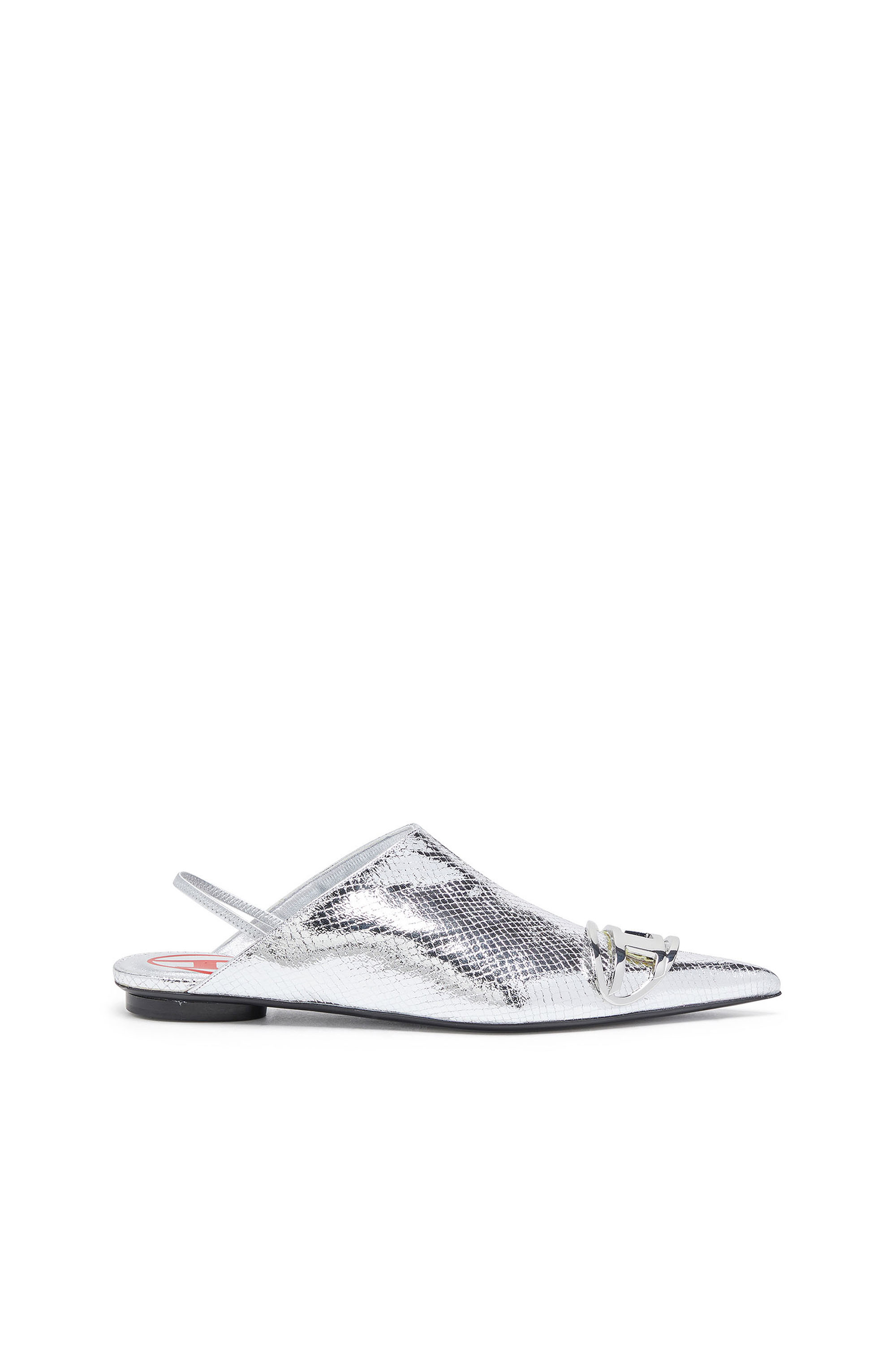 Diesel - D-VENUS B, D-Venus-Mules à bride arrière vernies effet serpent Femme in Gris argenté - 1