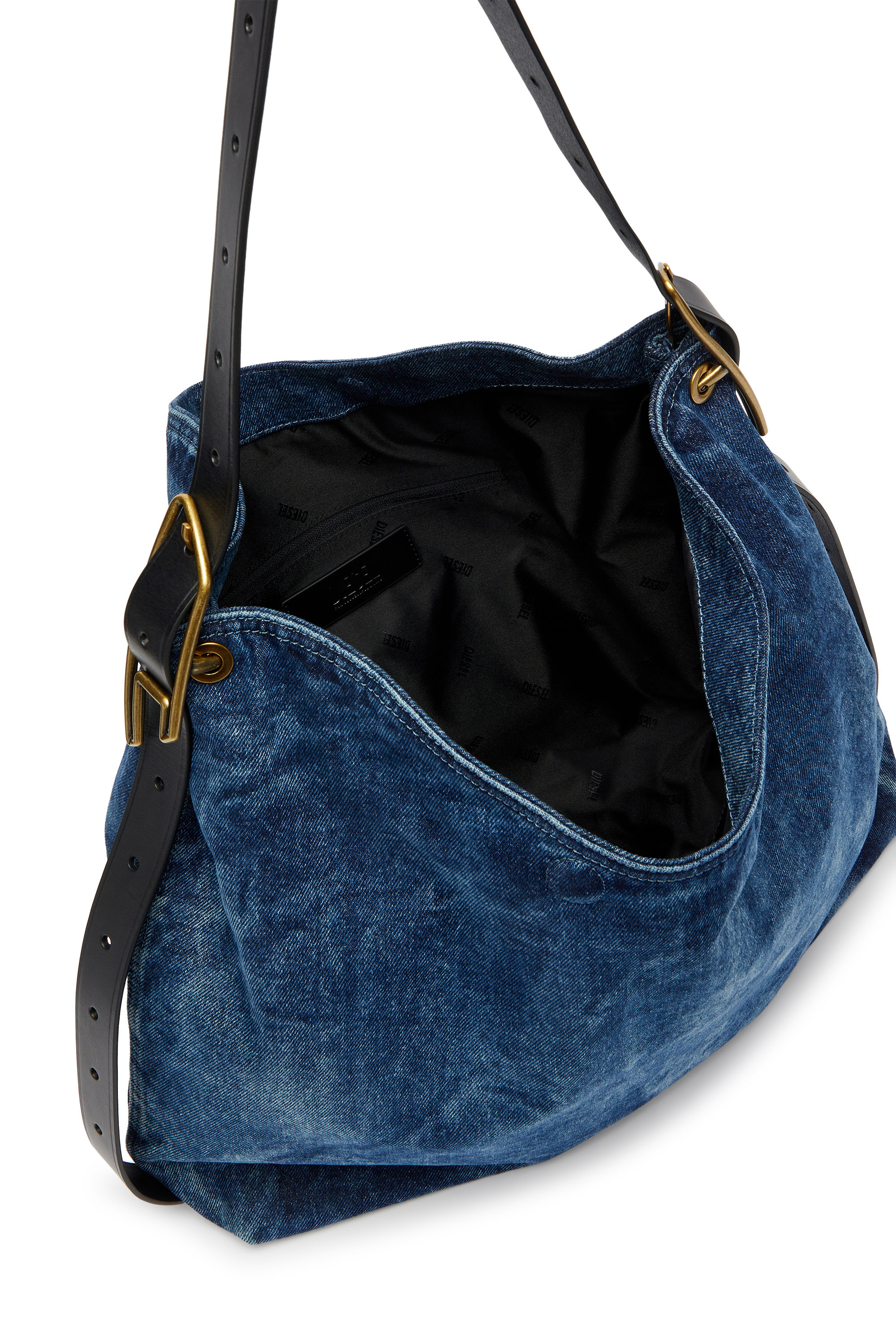 Diesel - D-LINE HOBO, D-Line-Sac hobo en denim Femme in Bleu - 4