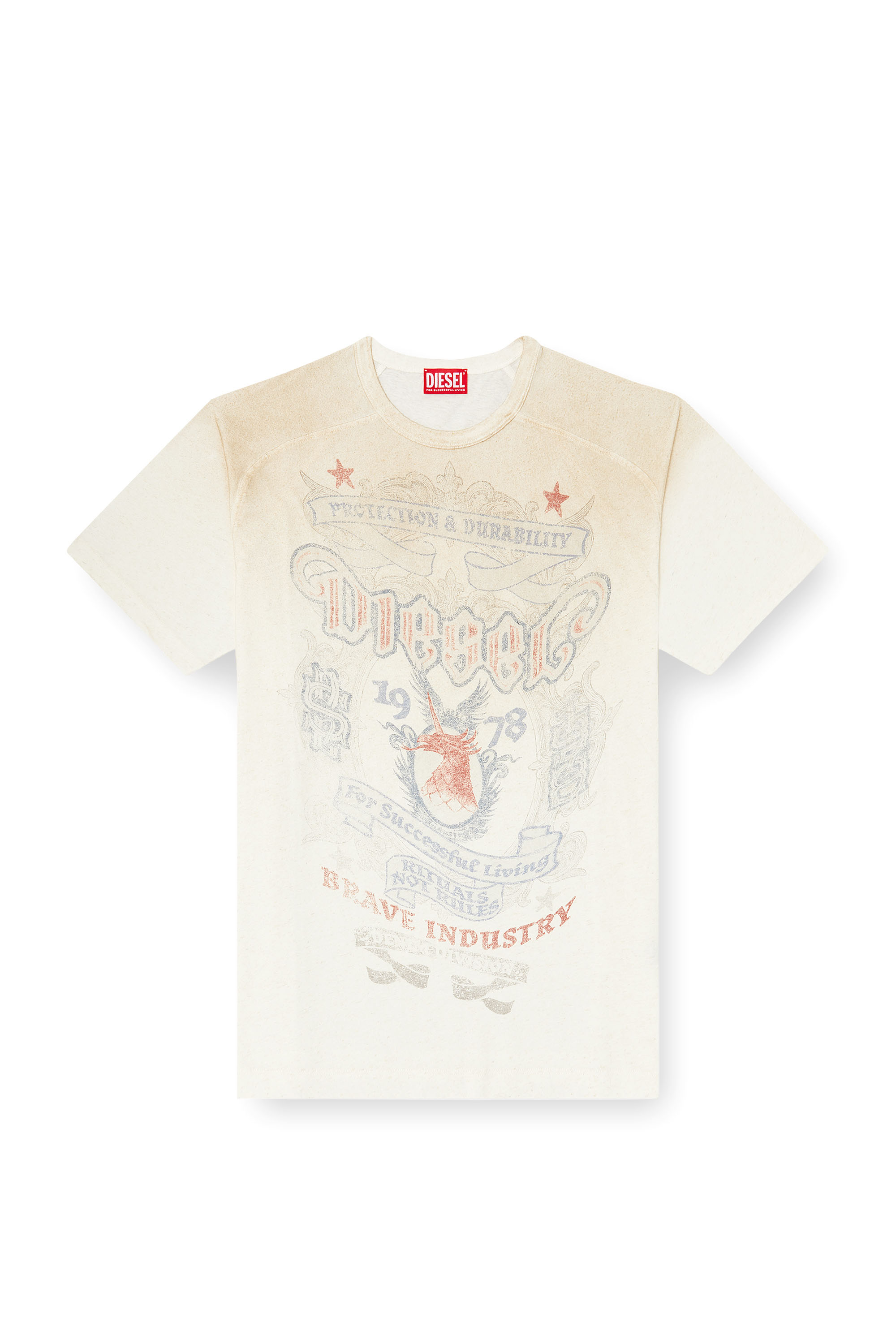 Diesel - T-ALECY, T-shirt avec motif blason Diesel Homme in Blanc - 3