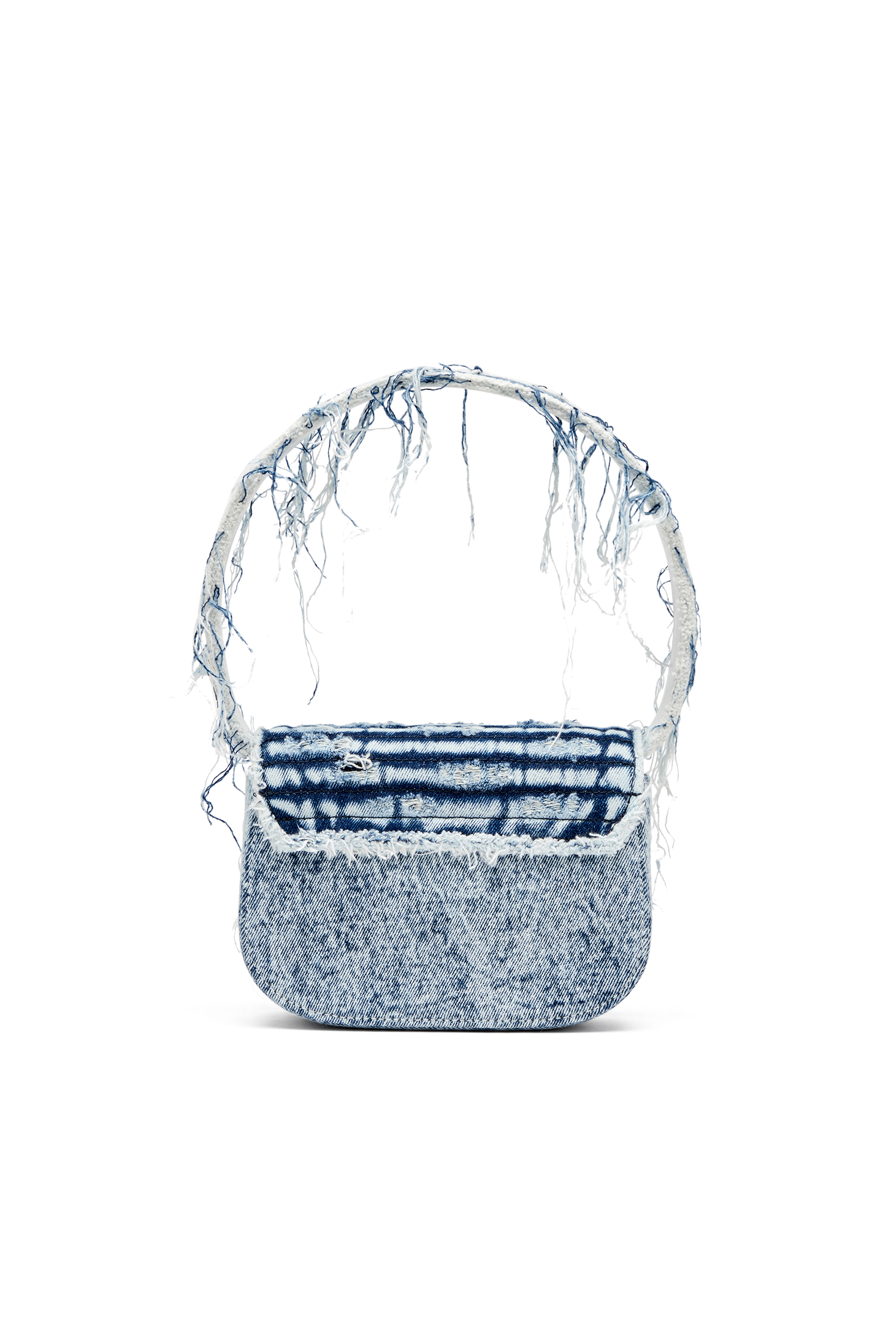 Diesel - 1DR, Iconic shoulder bag in frayed denim Femme in Bleu - 2