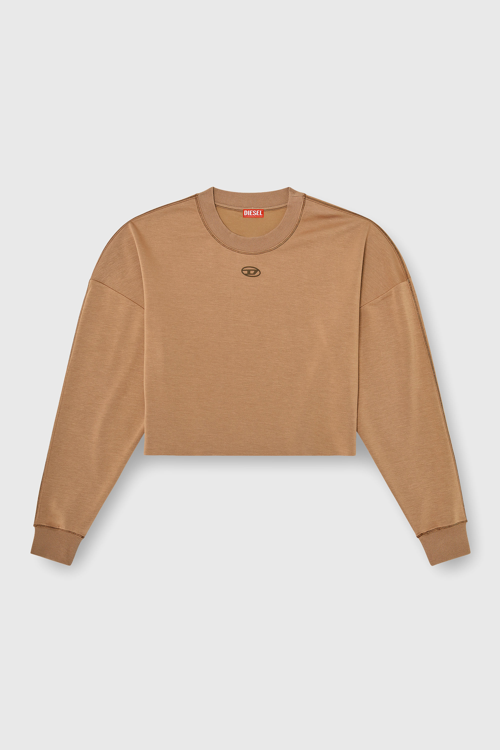 Diesel - BLAKE-UTLT, Crop top en scuba stretch l&eacute;ger Femme in Marron - 1