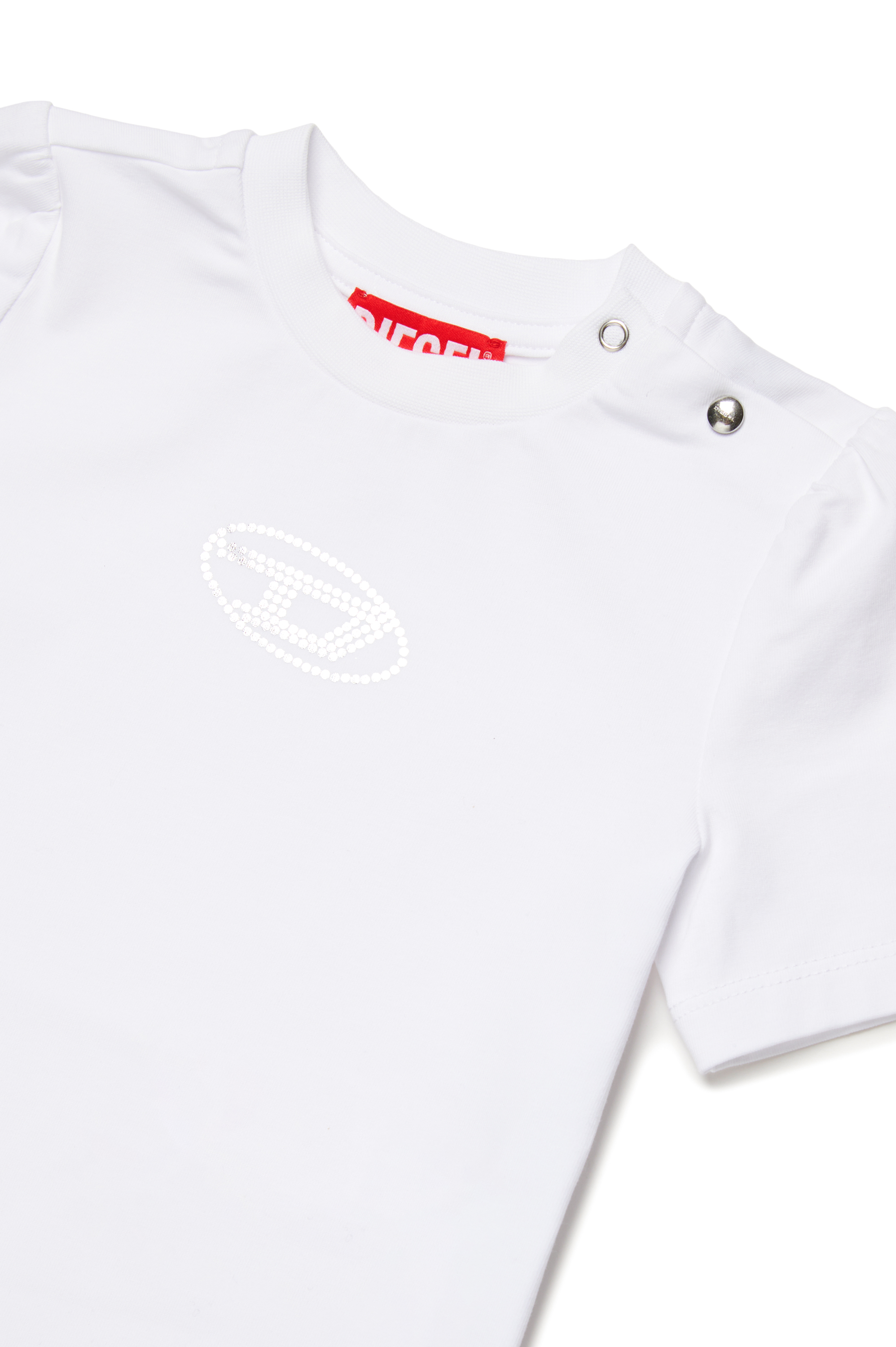 Diesel - TCIRTAB, Femme T-shirt avec logo Oval D en cristal in Blanc - Image 3