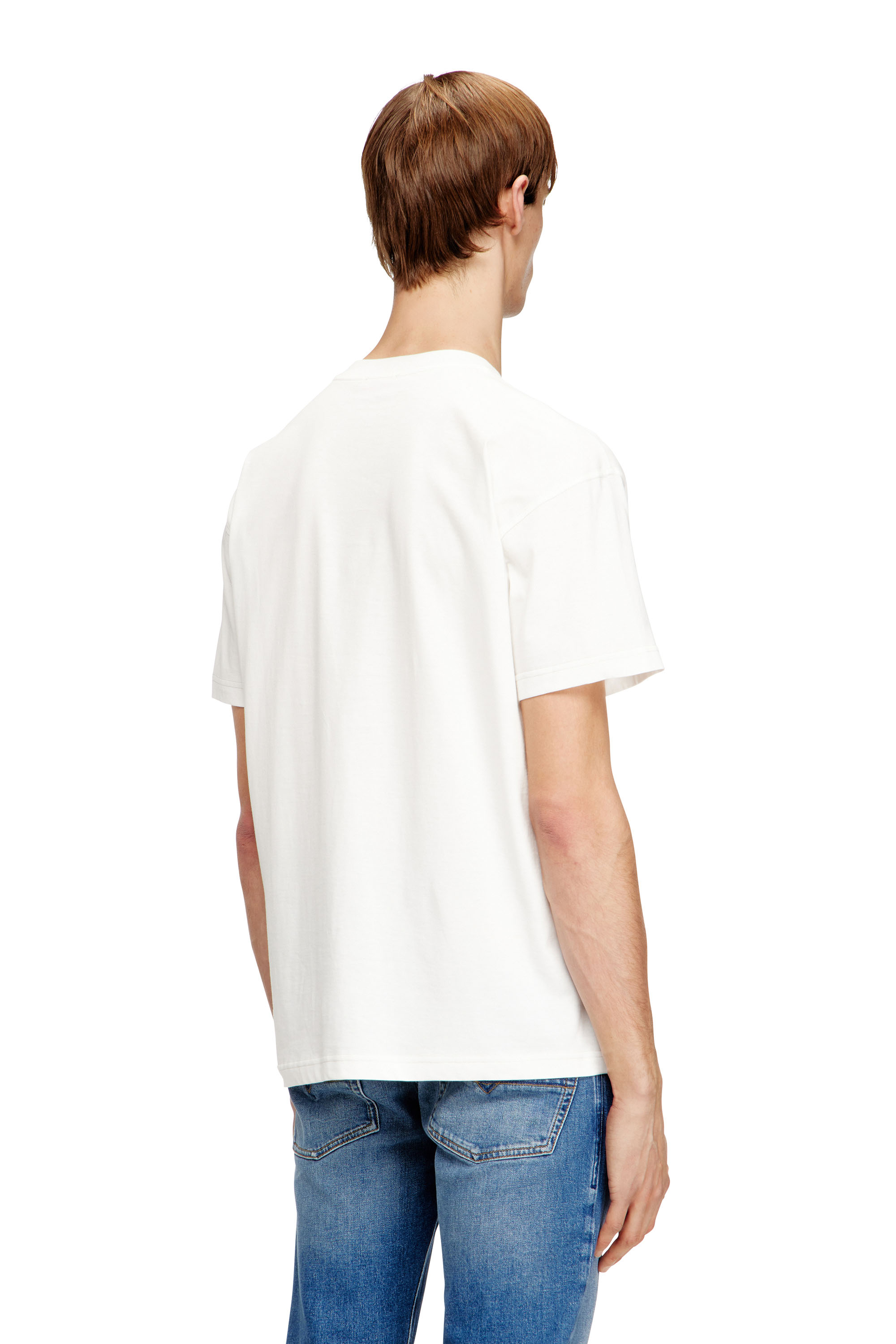 Diesel - T-NORM-V16, T-shirt r&eacute;guli&egrave;re en coton avec broderie Diesel Homme in Blanc - 4
