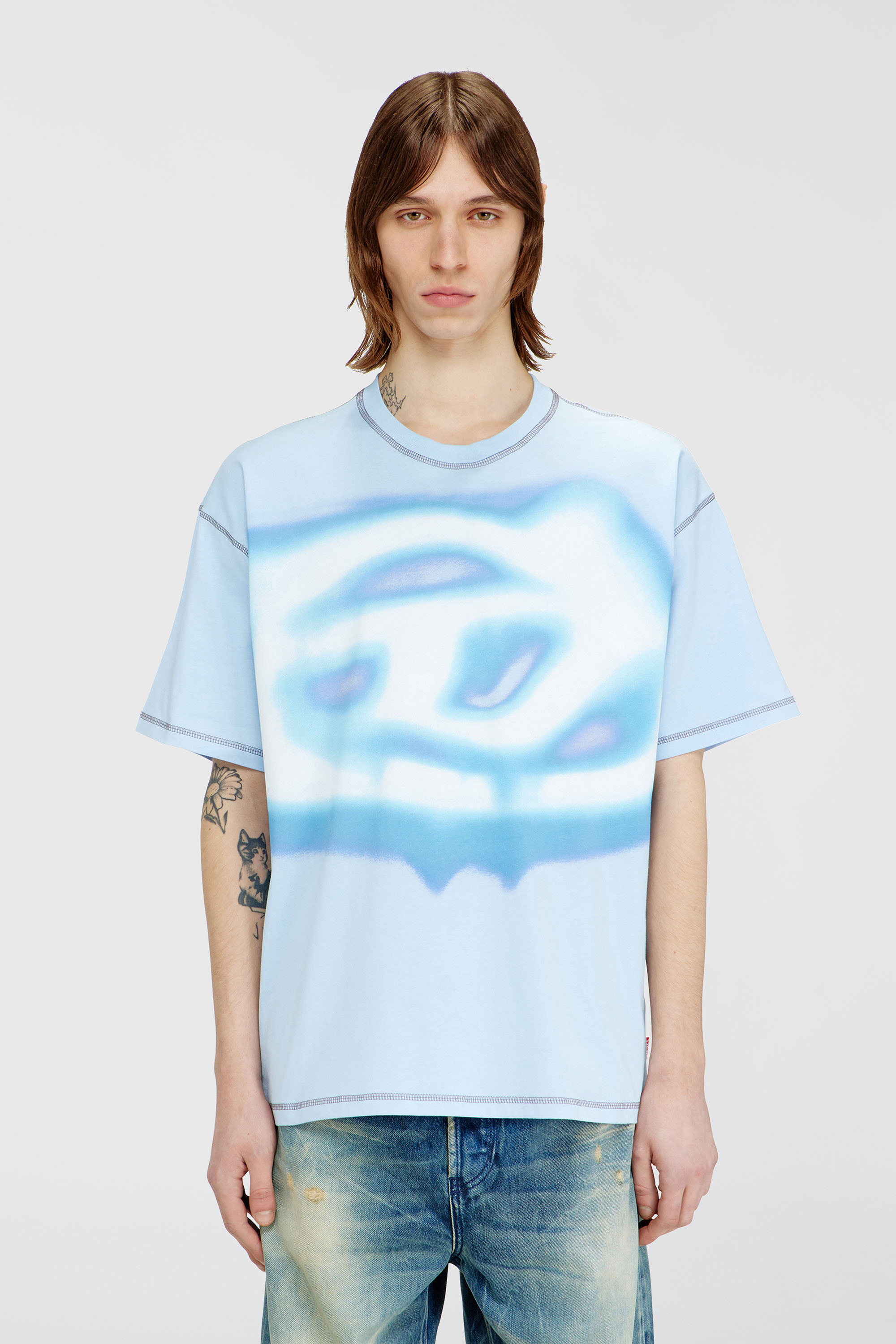 Diesel - T-BOXT-V11, T-shirt d&eacute;contract&eacute; avec imprim&eacute; effet aquatique Homme in Bleu - 1
