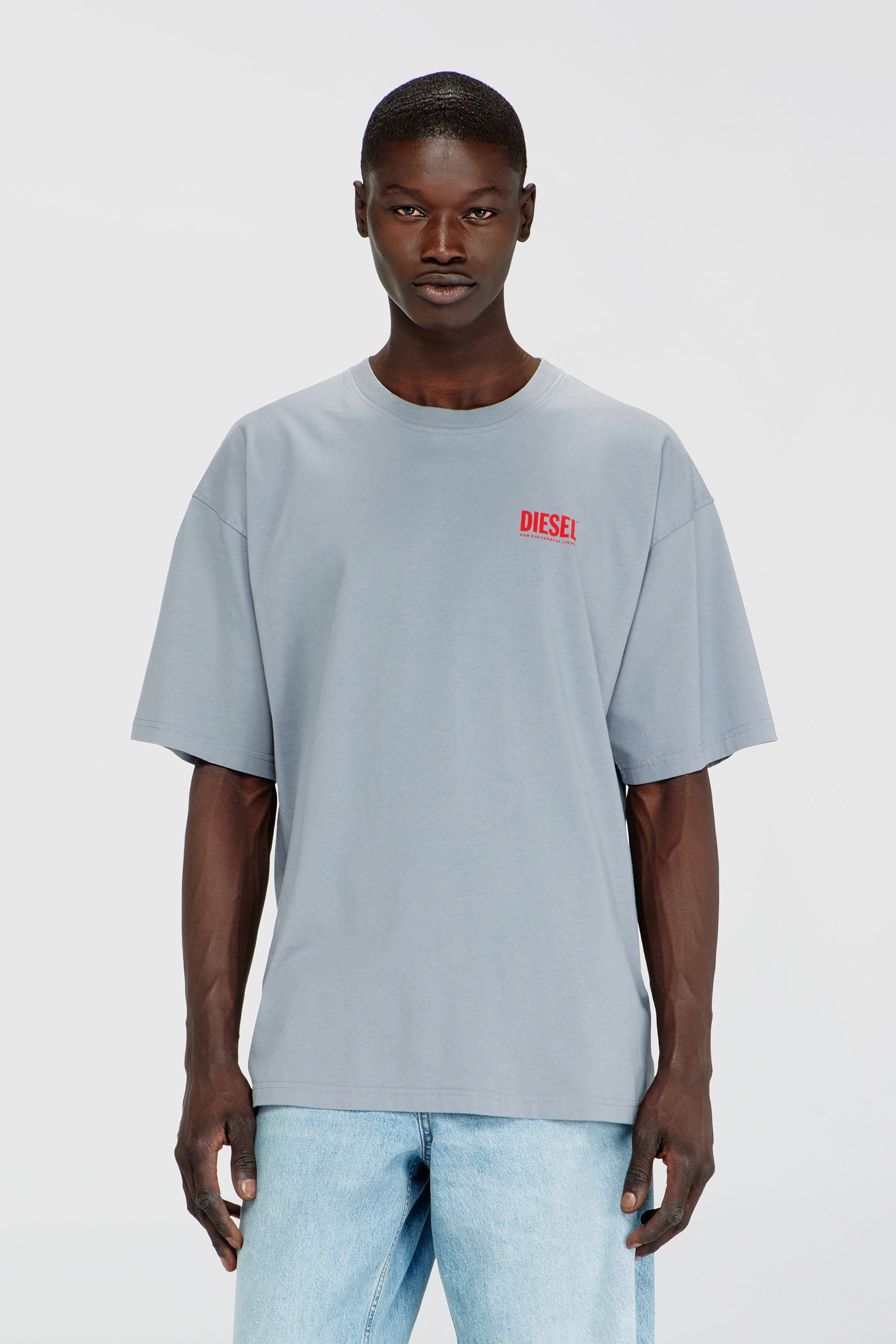 Diesel - T-BOXT-BISK, T-shirt en coton avec imprim&eacute; Diesel Biscotto Homme in Gris - 1