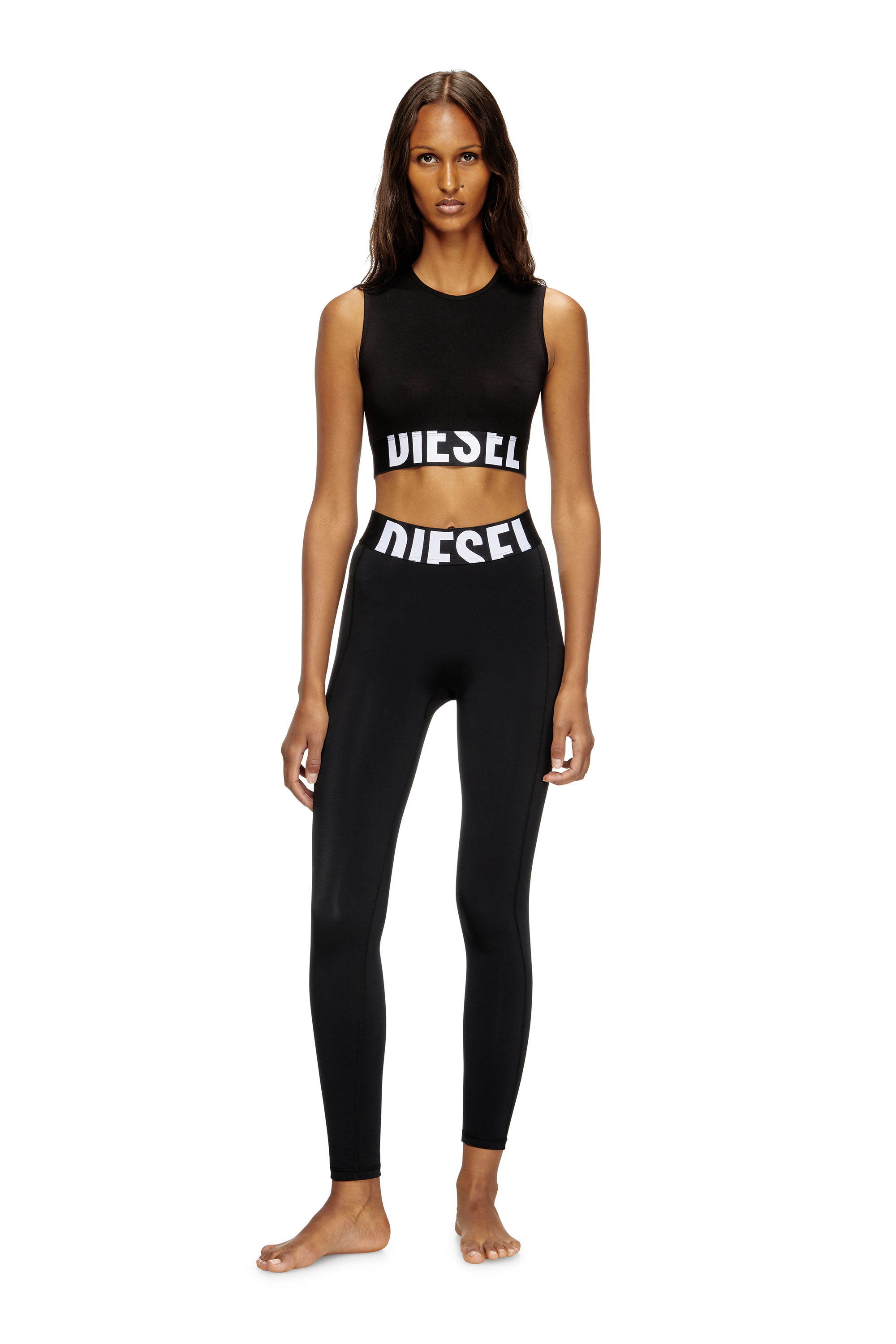 Diesel - ADA-D-POP, Débardeur crop avec logo découpé Femme in Noir - 2
