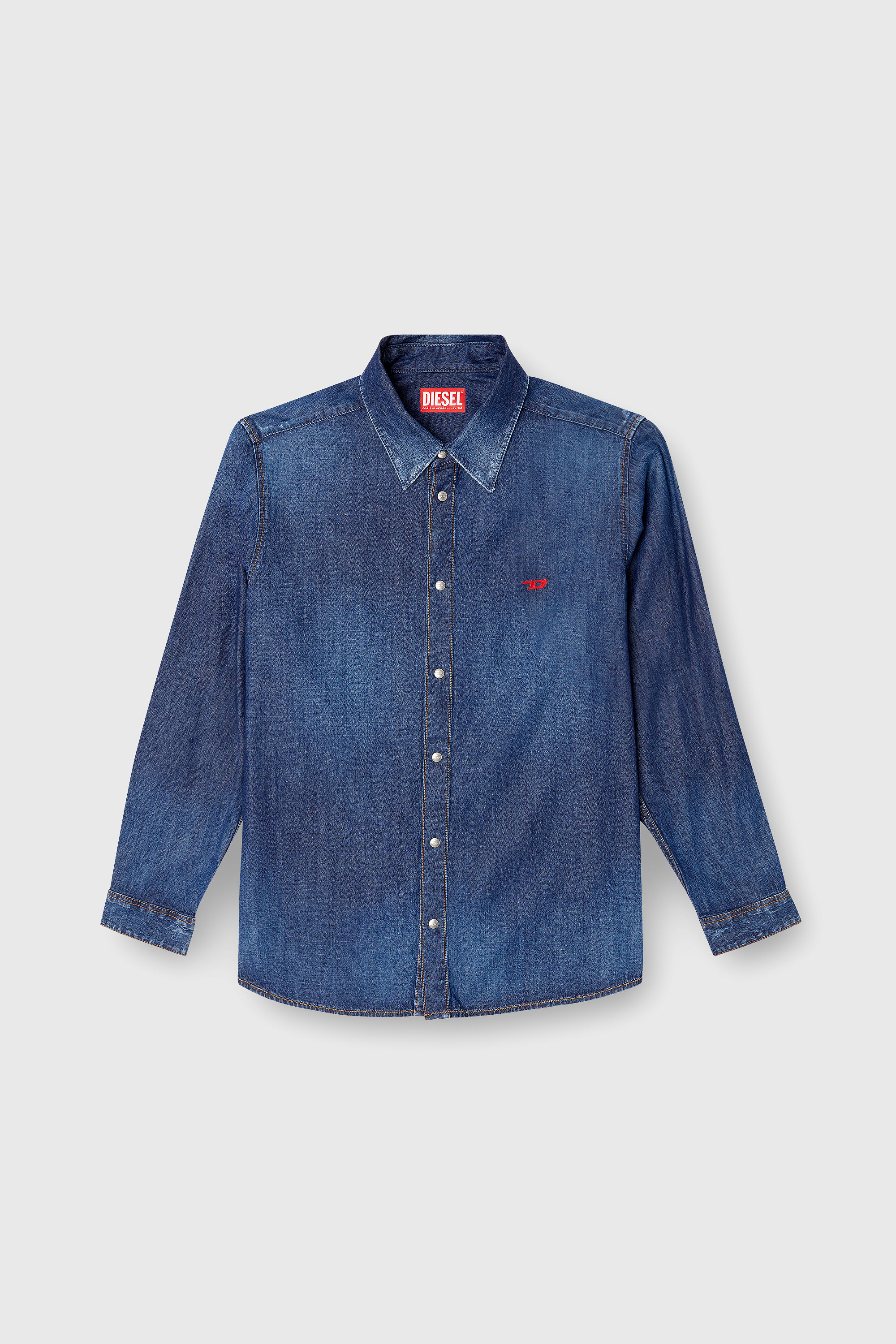 Diesel - D-SIMPLY, Chemise en denim avec logo brod&eacute; Homme in Bleu - 2