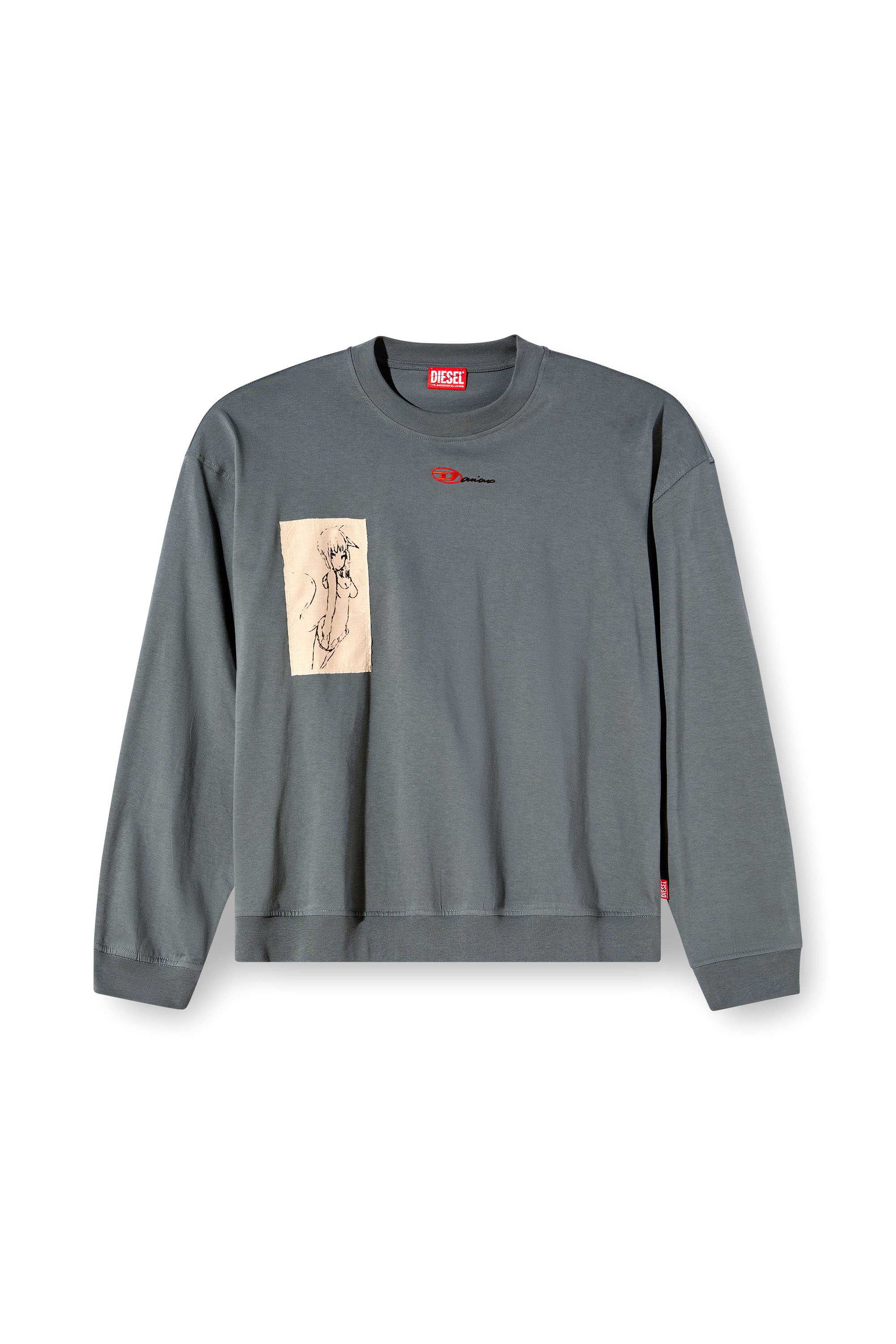 Diesel - S-BOXT-LS-1P-DD, T-shirt à manches longues avec empiècements tatouage Mixte in Gris - 3