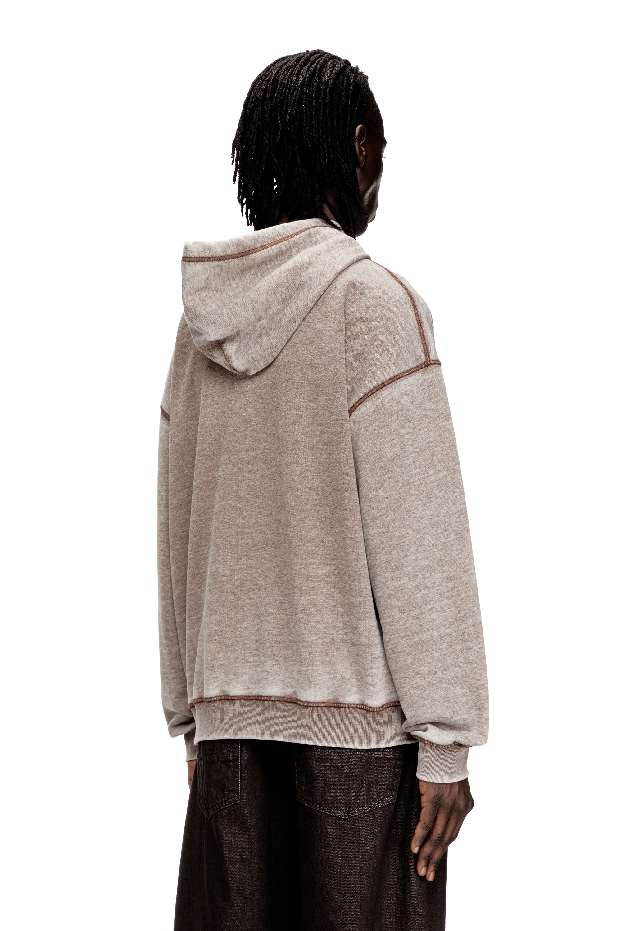 Diesel - S-BOXT-CHAN-HOOD, Hoodie décontracté en néoprène avec effet marbré Homme in Gris - 4