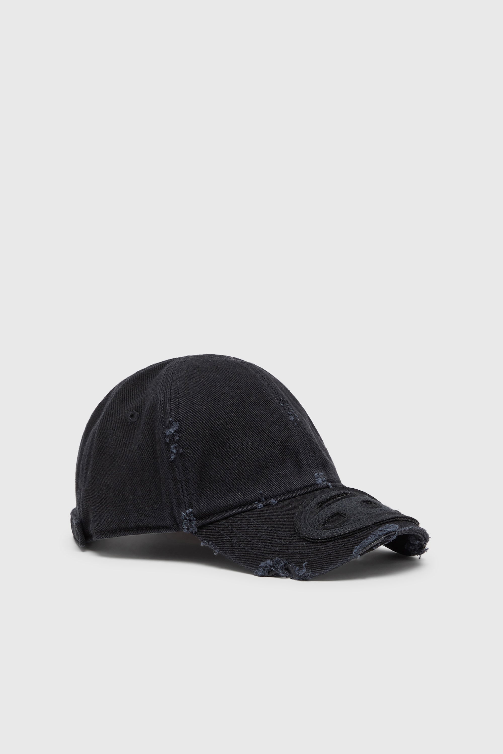 Diesel - C-BIGDOV, Casquette en coton twill avec d&eacute;tails us&eacute;s Homme in Noir - 1
