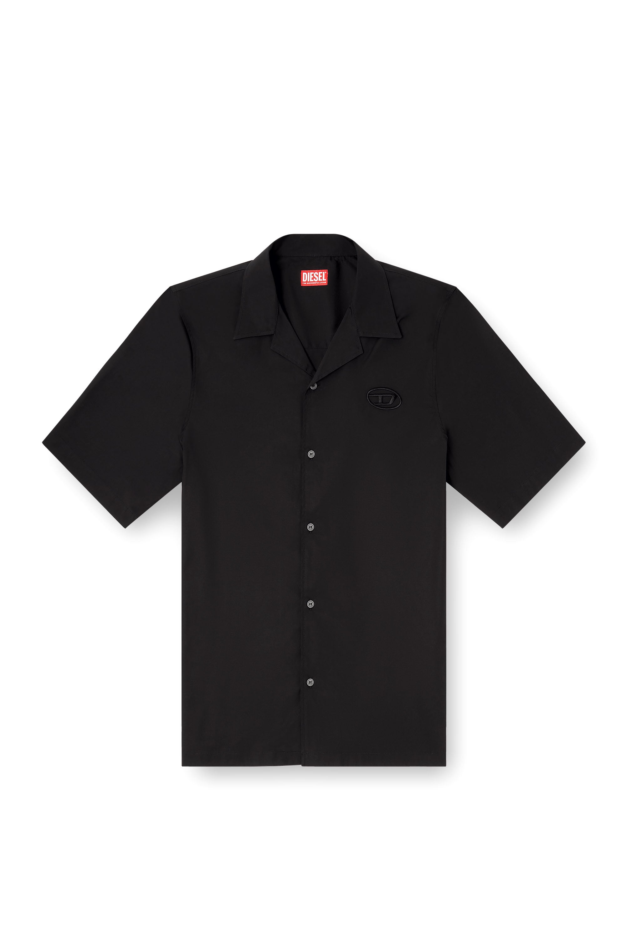 Diesel - S-MAC-GSBH, Chemise en popeline stretch avec broderie Oval D Homme in Noir - 3