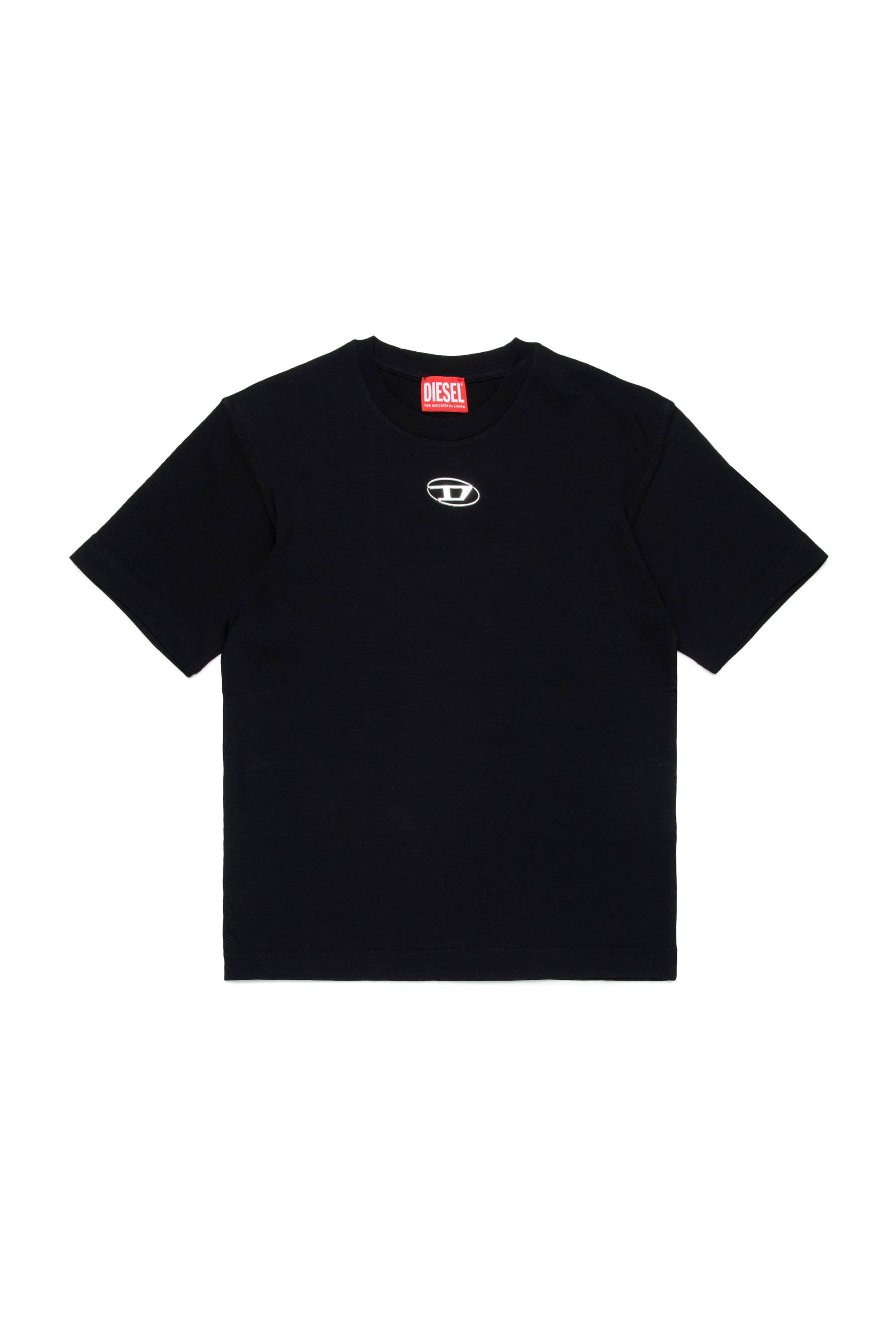 Diesel - TMARCUS OVER, Homme T-shirt avec logo Oval D métallisé in Noir - Image 1