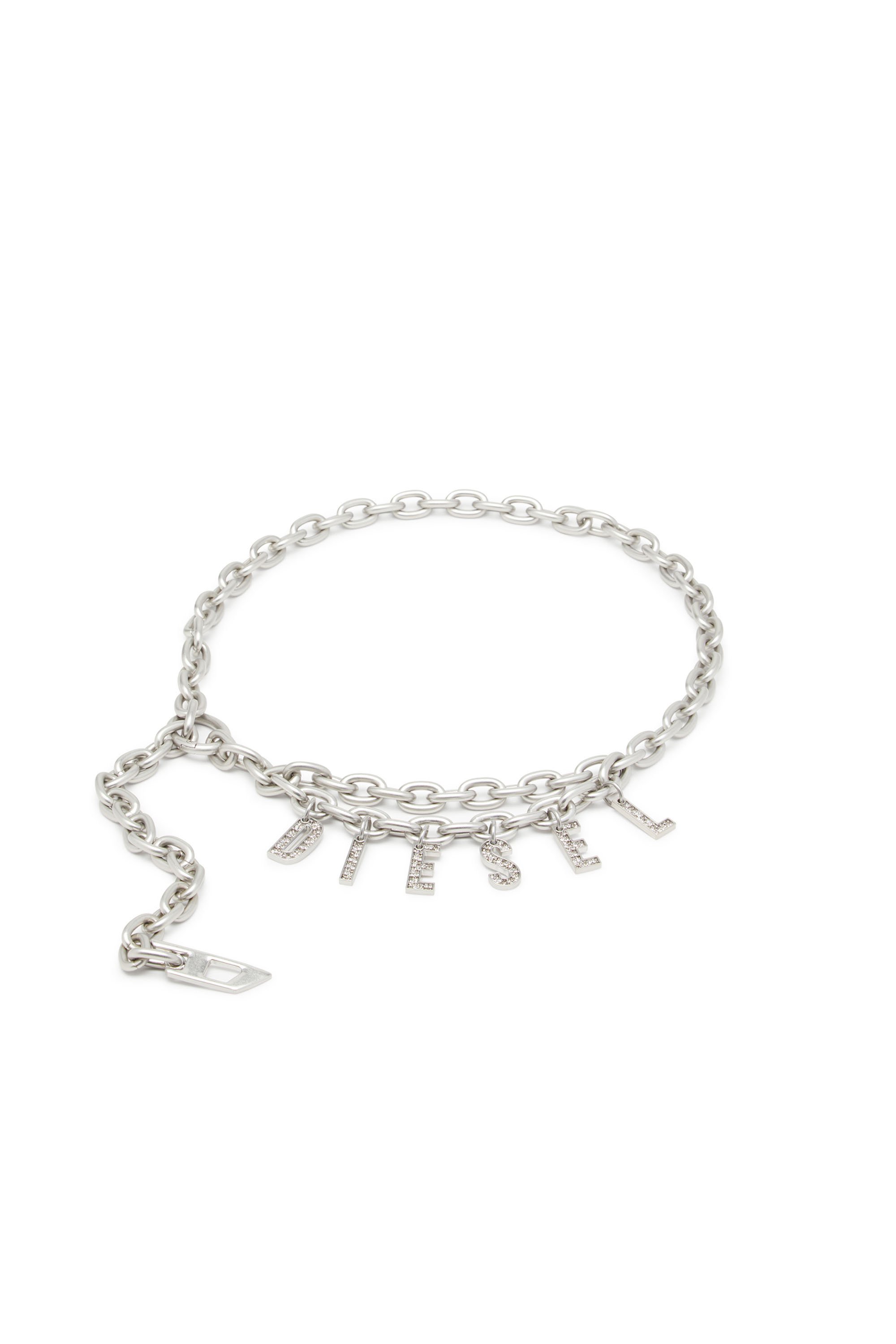 Diesel - B-CHARM CHAIN, Ceinture chaîne avec breloque en cristal Femme in Gris argenté - 1