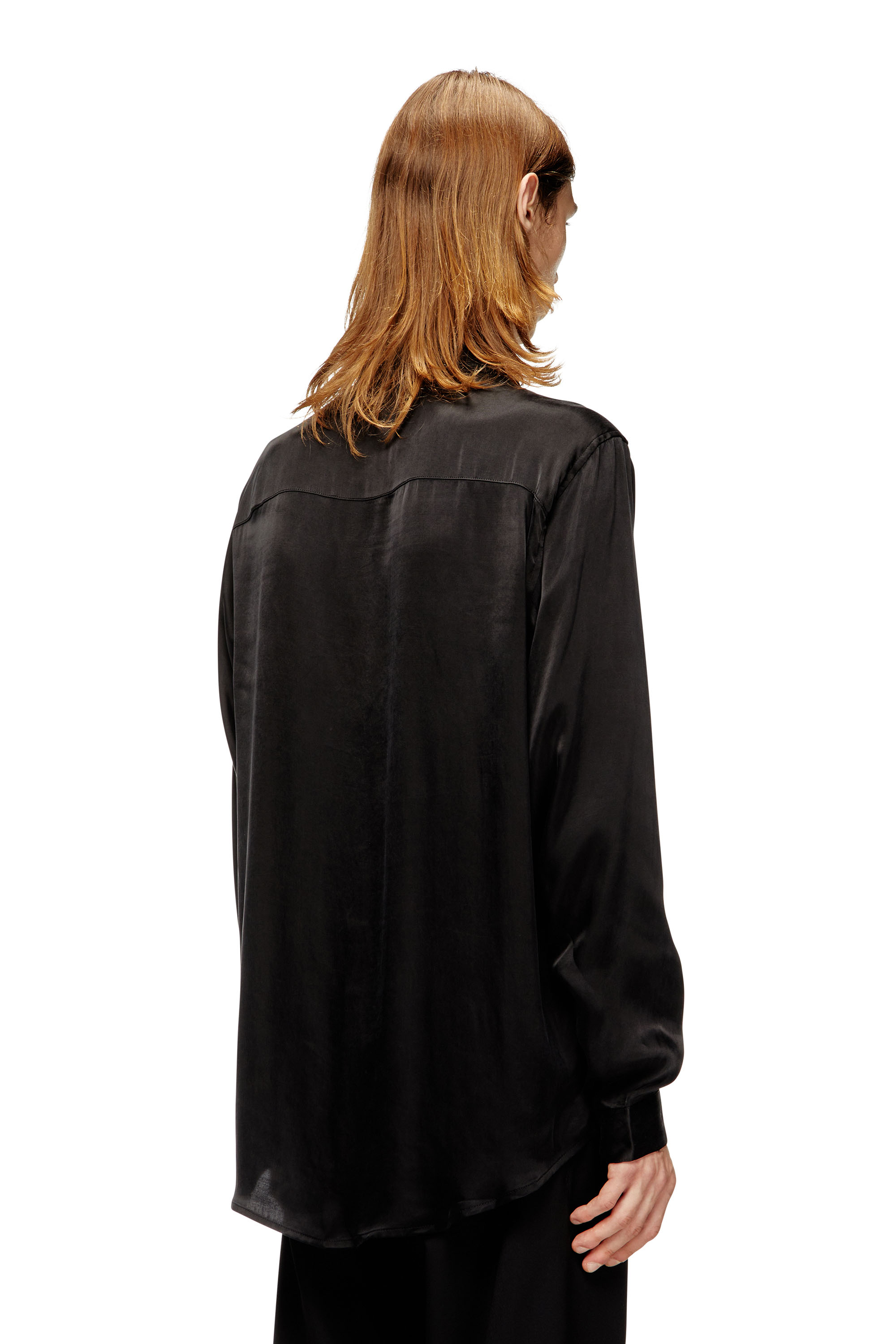 Diesel - S-SIMPLY-AJFU, Chemise en cupro avec logo brodé Homme in Noir - 4