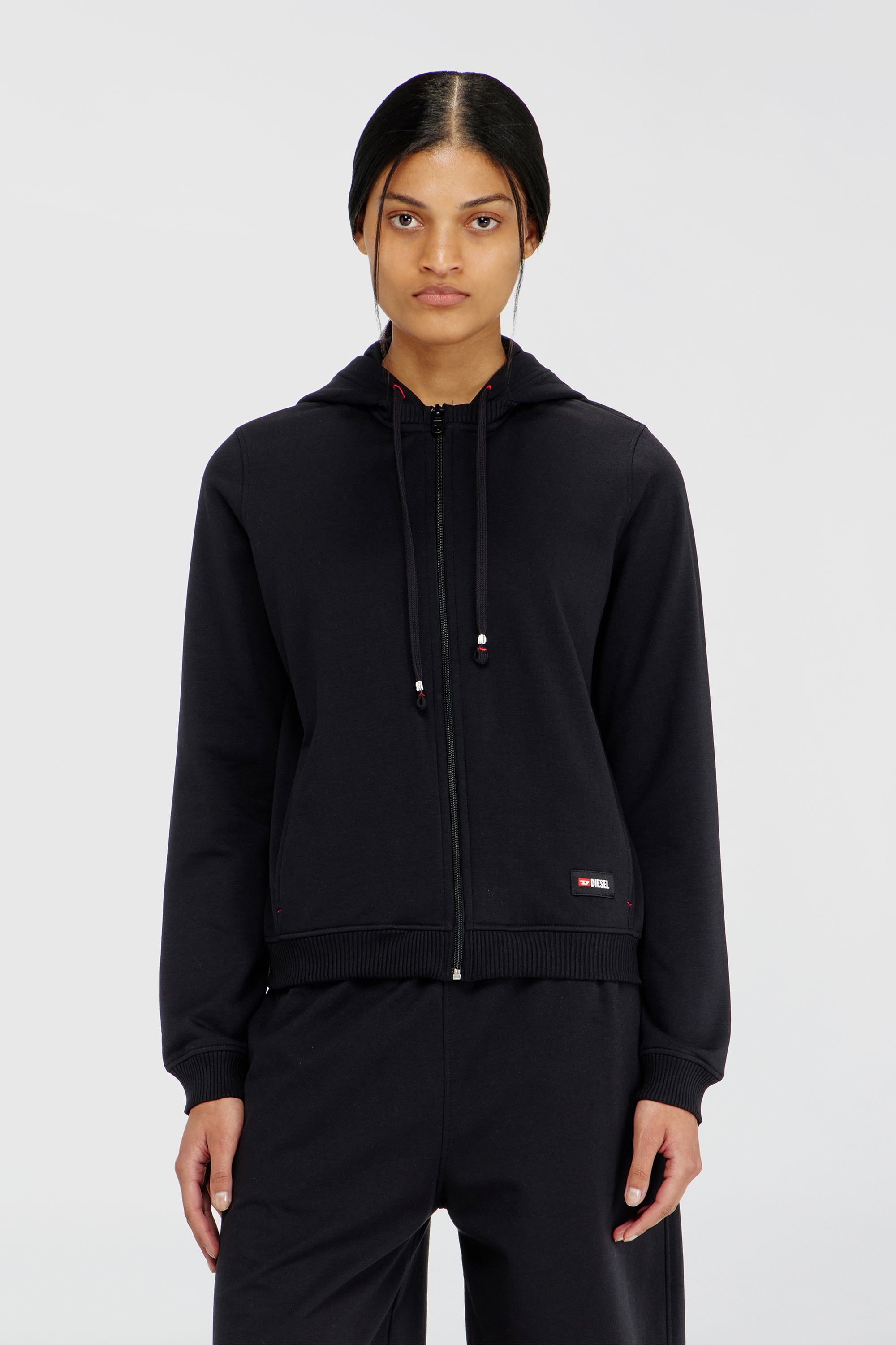 Diesel - HARRIET-D-CORE, Sweat &agrave; capuche en m&eacute;lange de coton gratt&eacute; Femme in Noir - 2