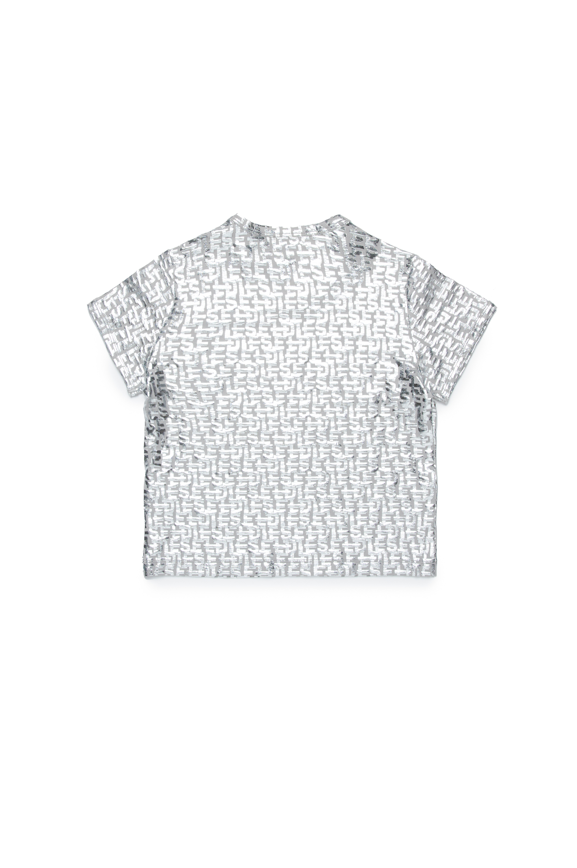 Diesel - TUNCUTIELONGL5, Femme T-shirt avec imprimé monogram Diesel en feuille métallisée in Gris argenté - Image 2