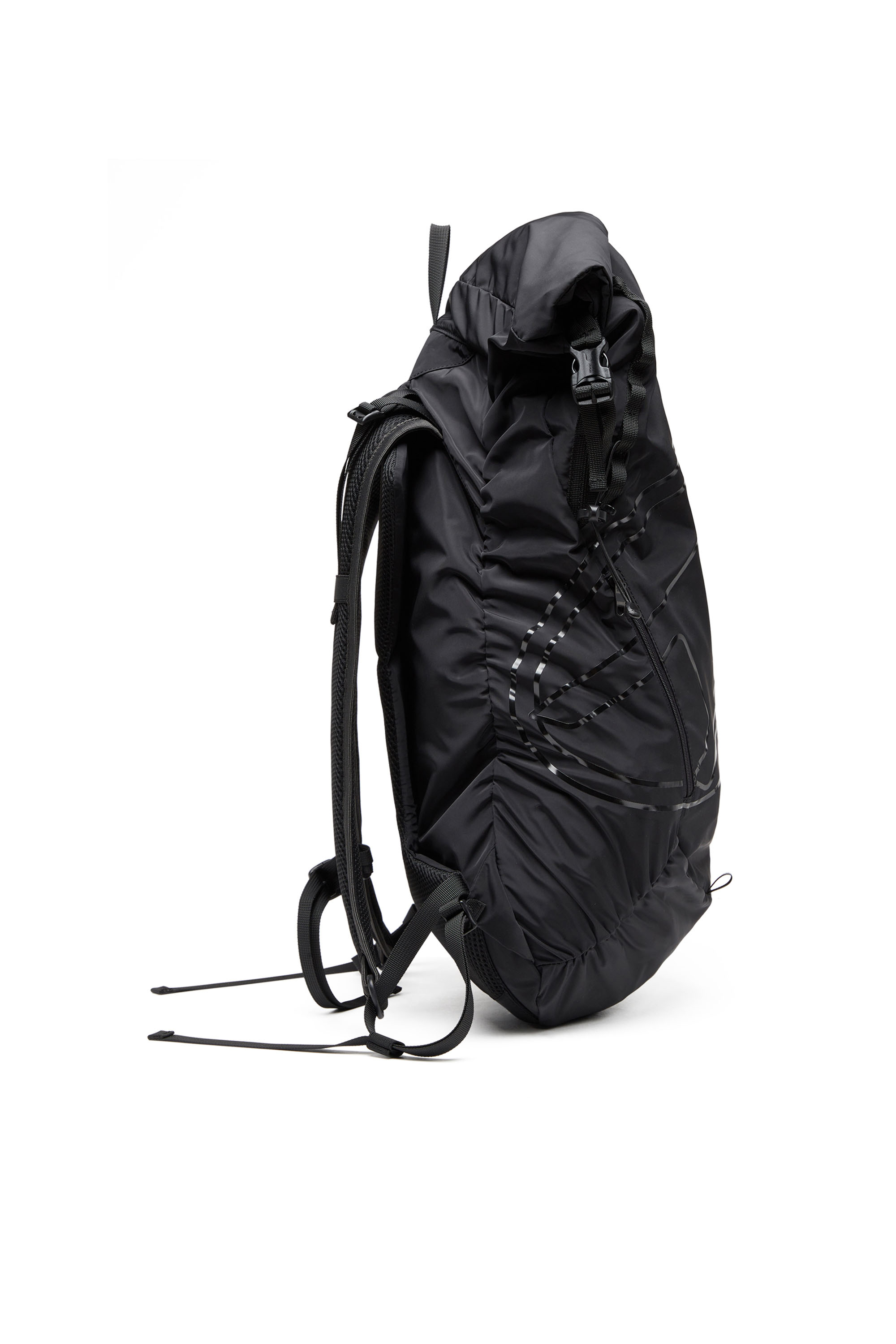 Diesel - DRAPE BACKPACK, Man's Drape-Nylon roll-top backpack in Black - 5