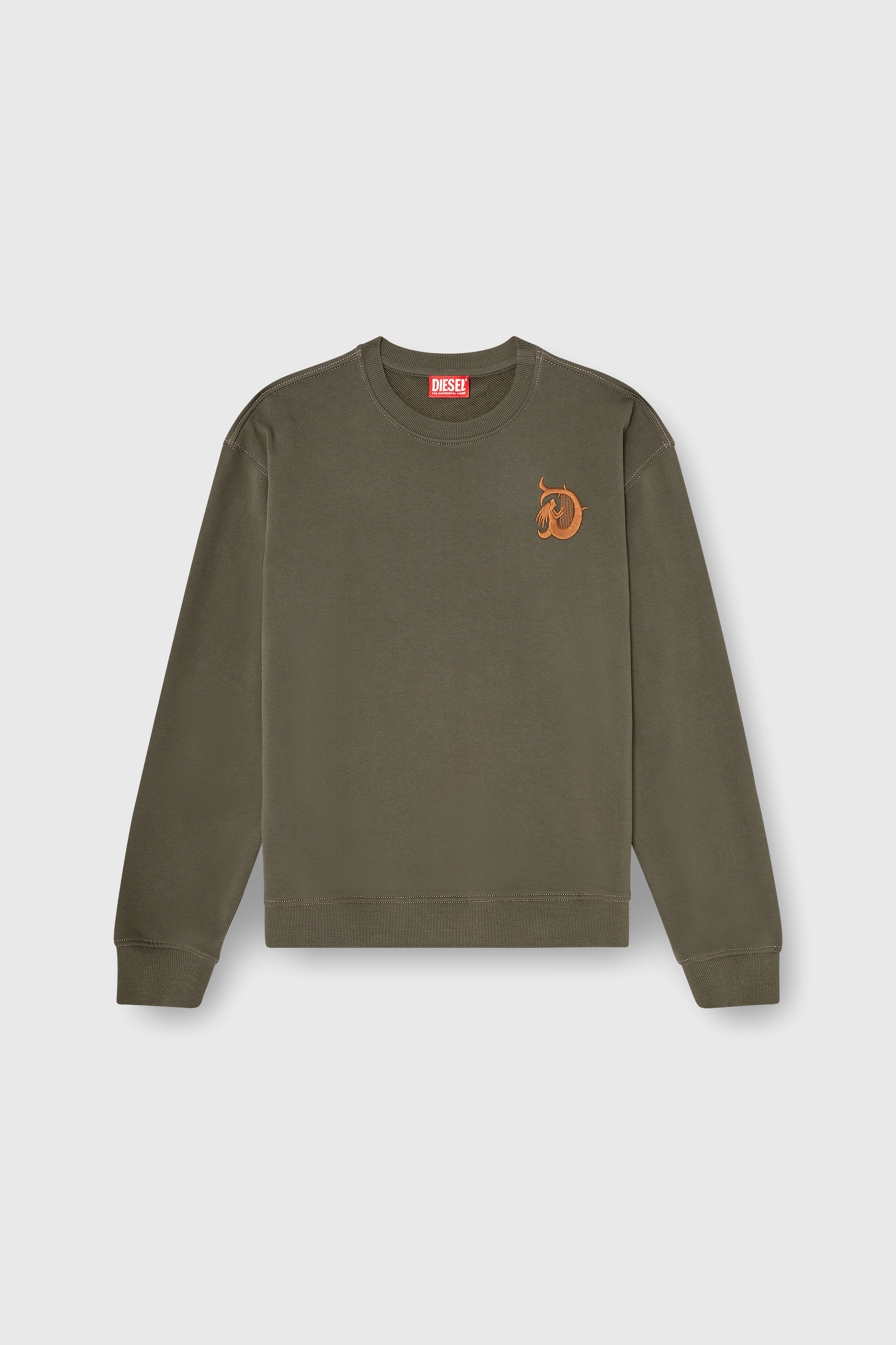 Diesel - S-NORM-AA4, Sweat-shirt avec broderie et imprim&eacute; flock Homme in Vert - 2