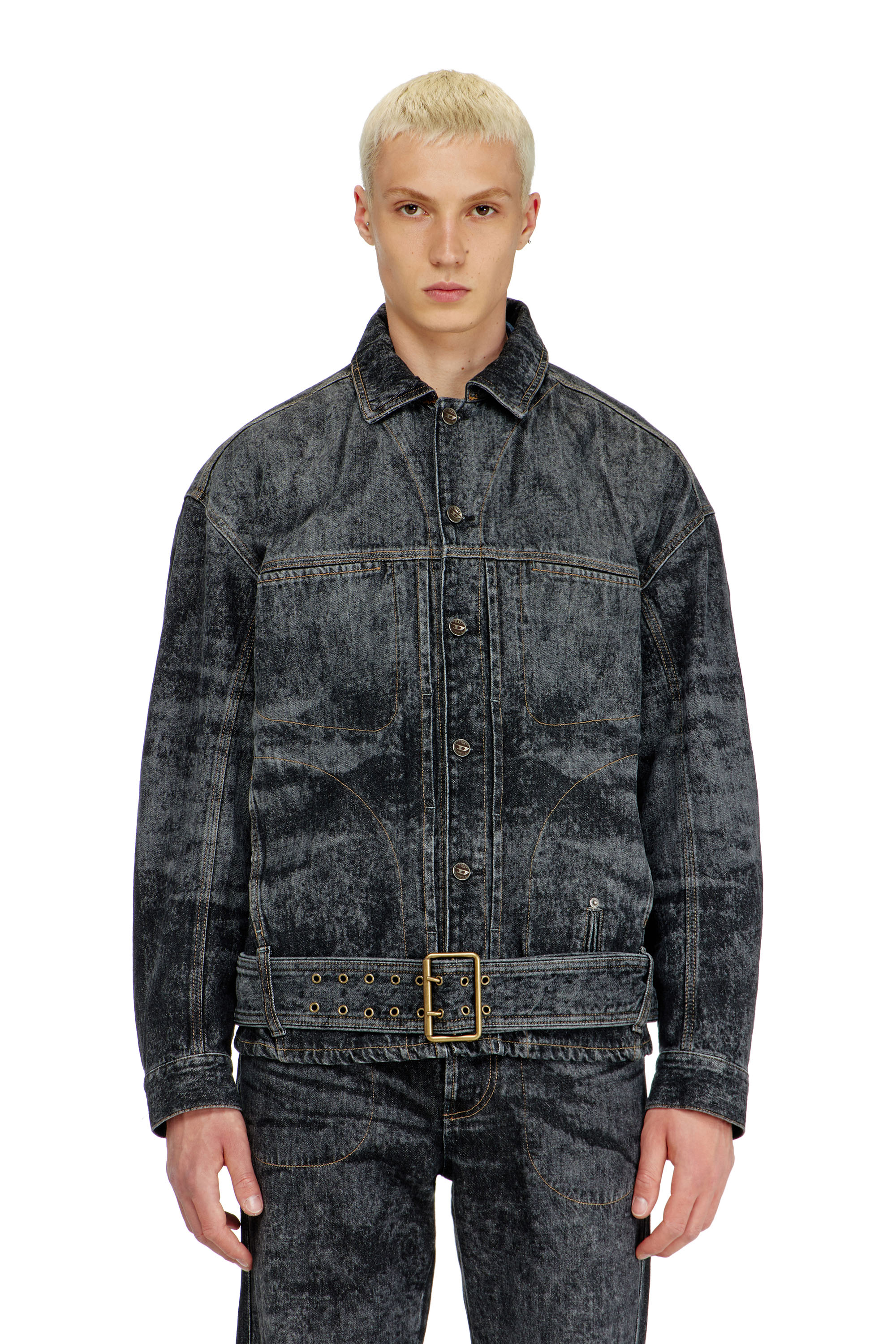 Diesel - D-VALERO-S, Veste en jean inspir&eacute;e des motards Homme in Noir - 3