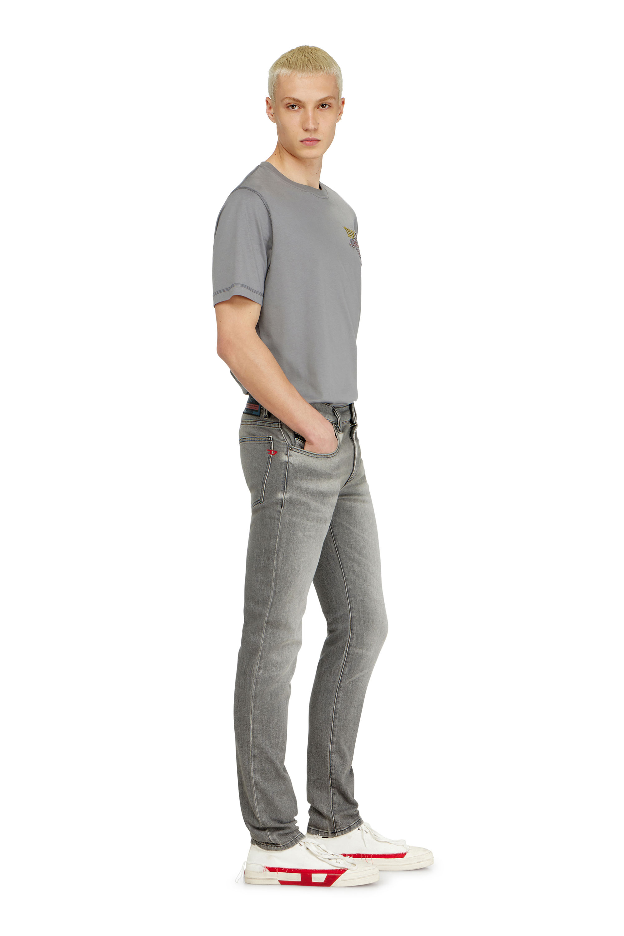 Diesel - Slim Jeans 2019 D-Strukt 0KBBL Homme, Gris Clair - Image 2