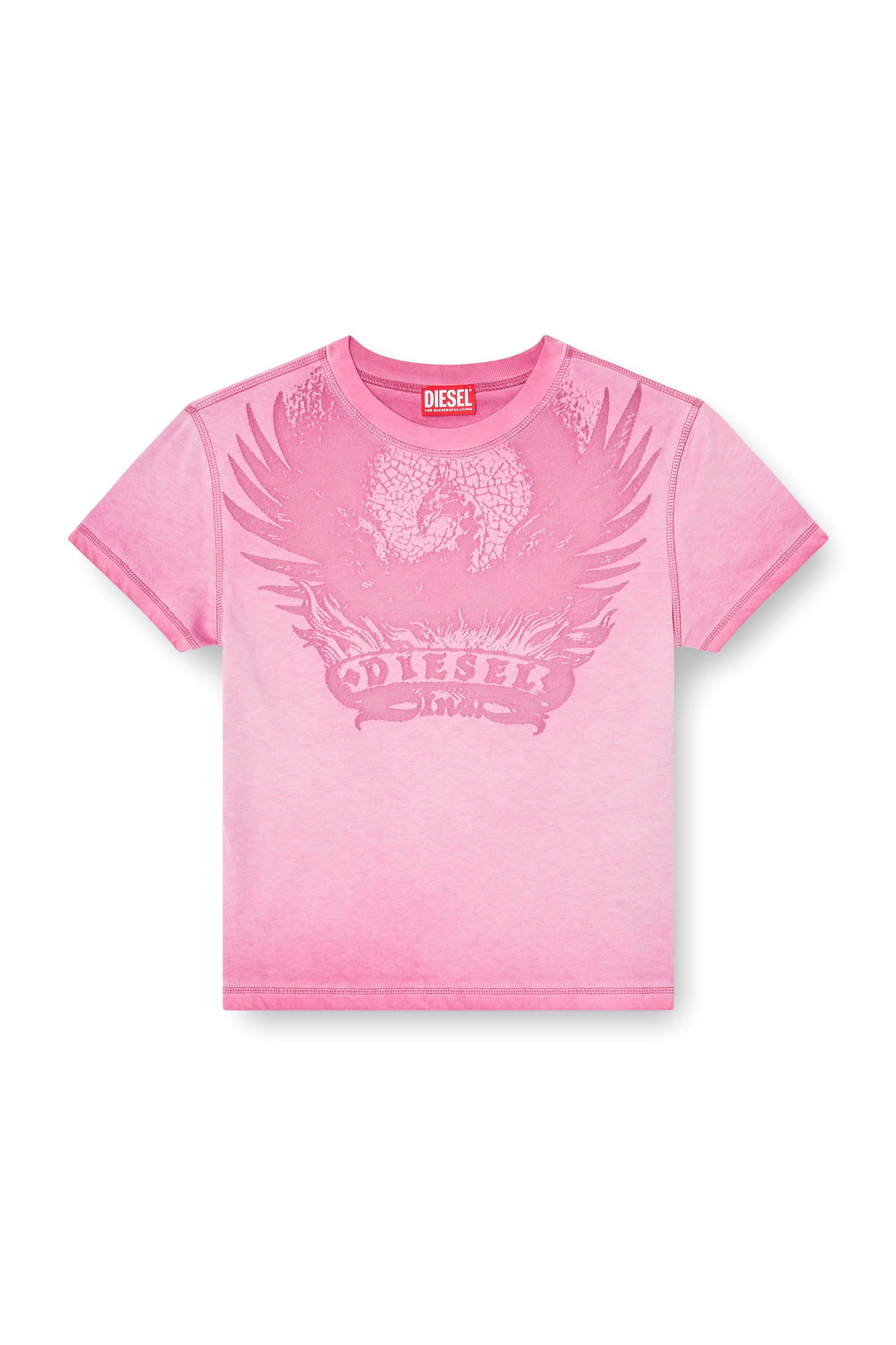 Diesel - T-ILA-AA7, T-shirt slim avec d&eacute;vor&eacute; Phoenix Femme in Rose - 2