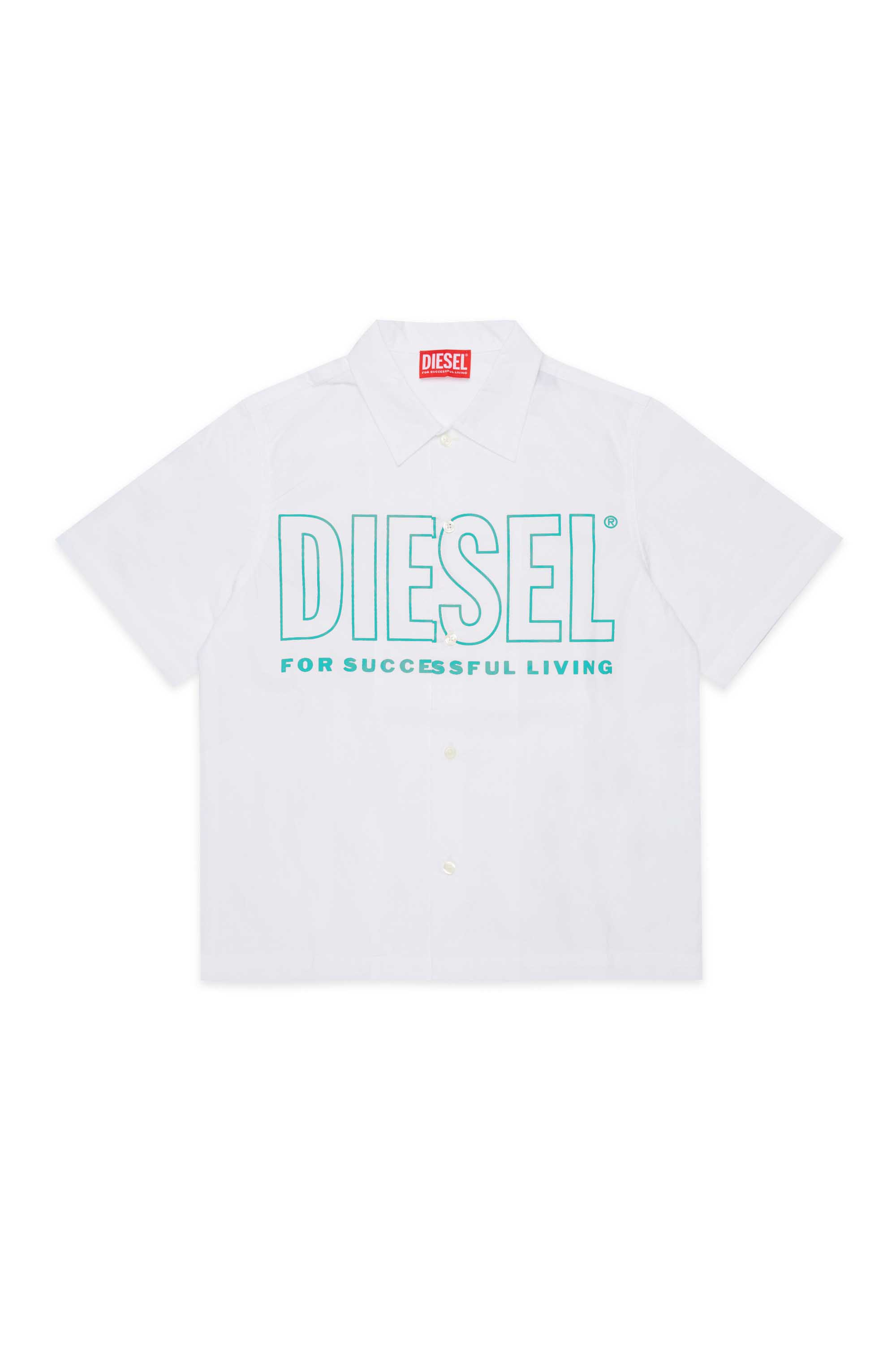 Diesel - MCDRID, Chemise en coton &agrave; manches courtes Homme in Blanc - 1