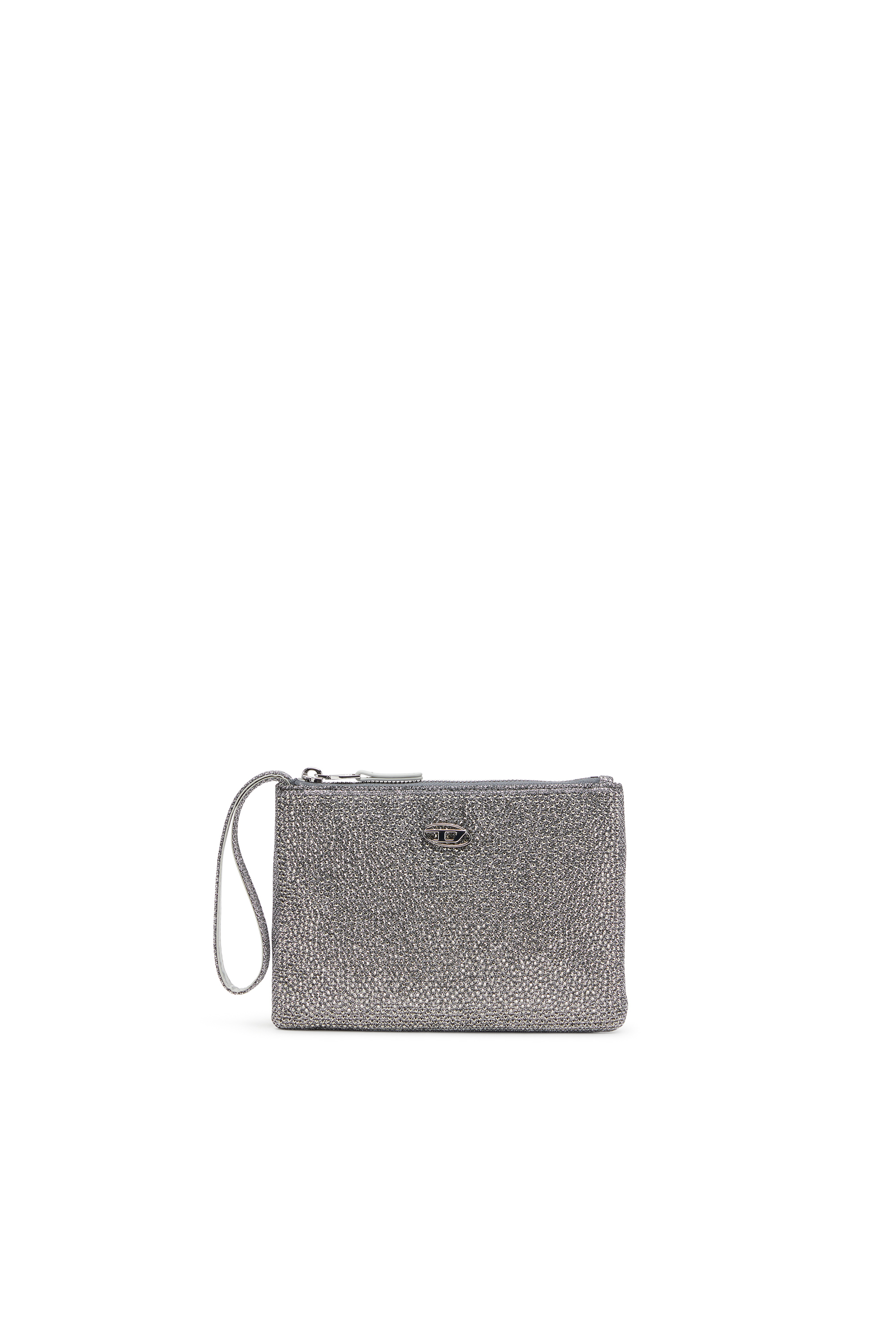 Diesel - PLAY POUCH II, Pochette en tissu lurex cristal Femme in Gris argenté - 1