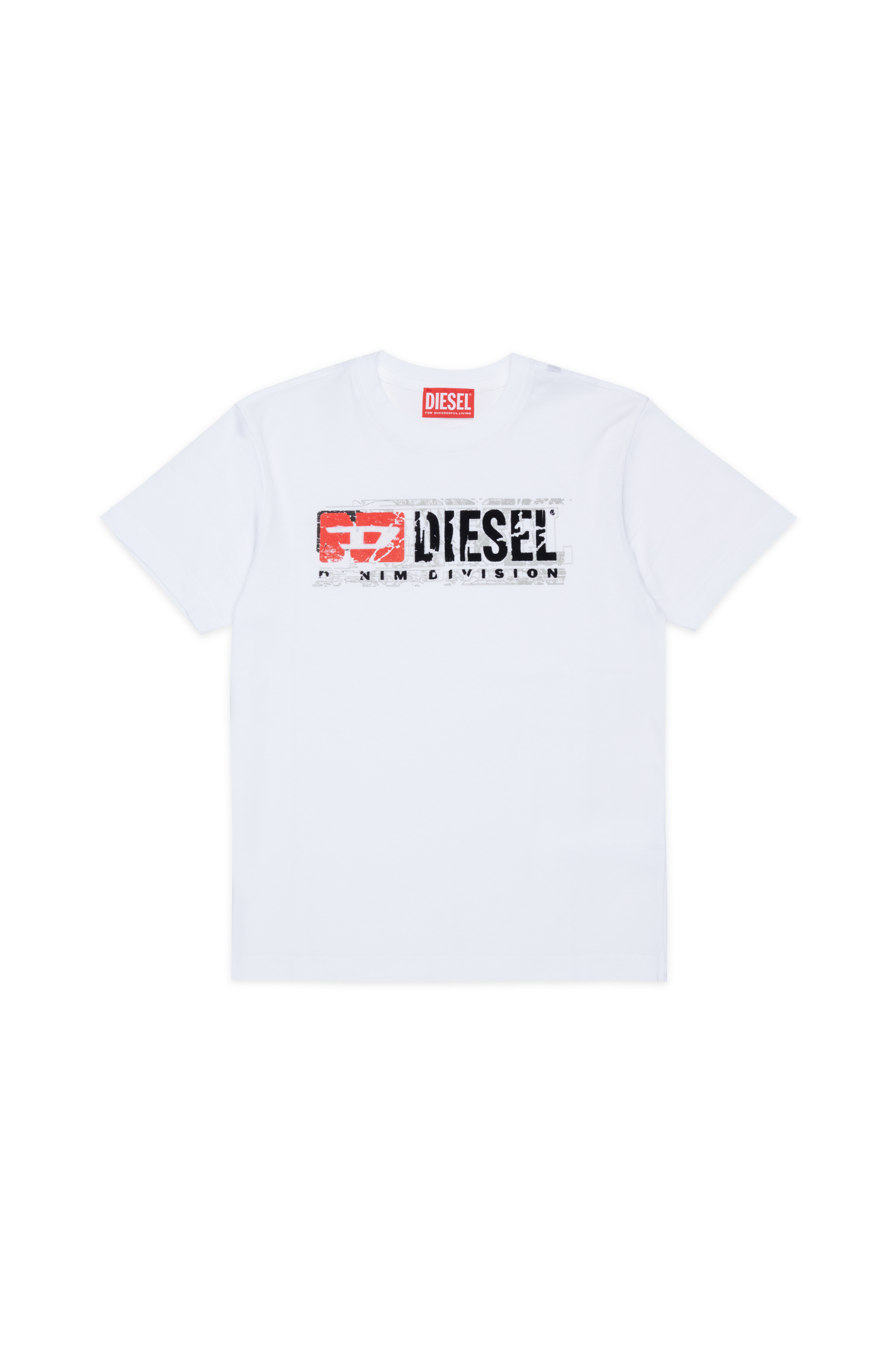 Diesel - TLOMIX, T-shirt avec logo effet distressed Homme in Blanc - 1